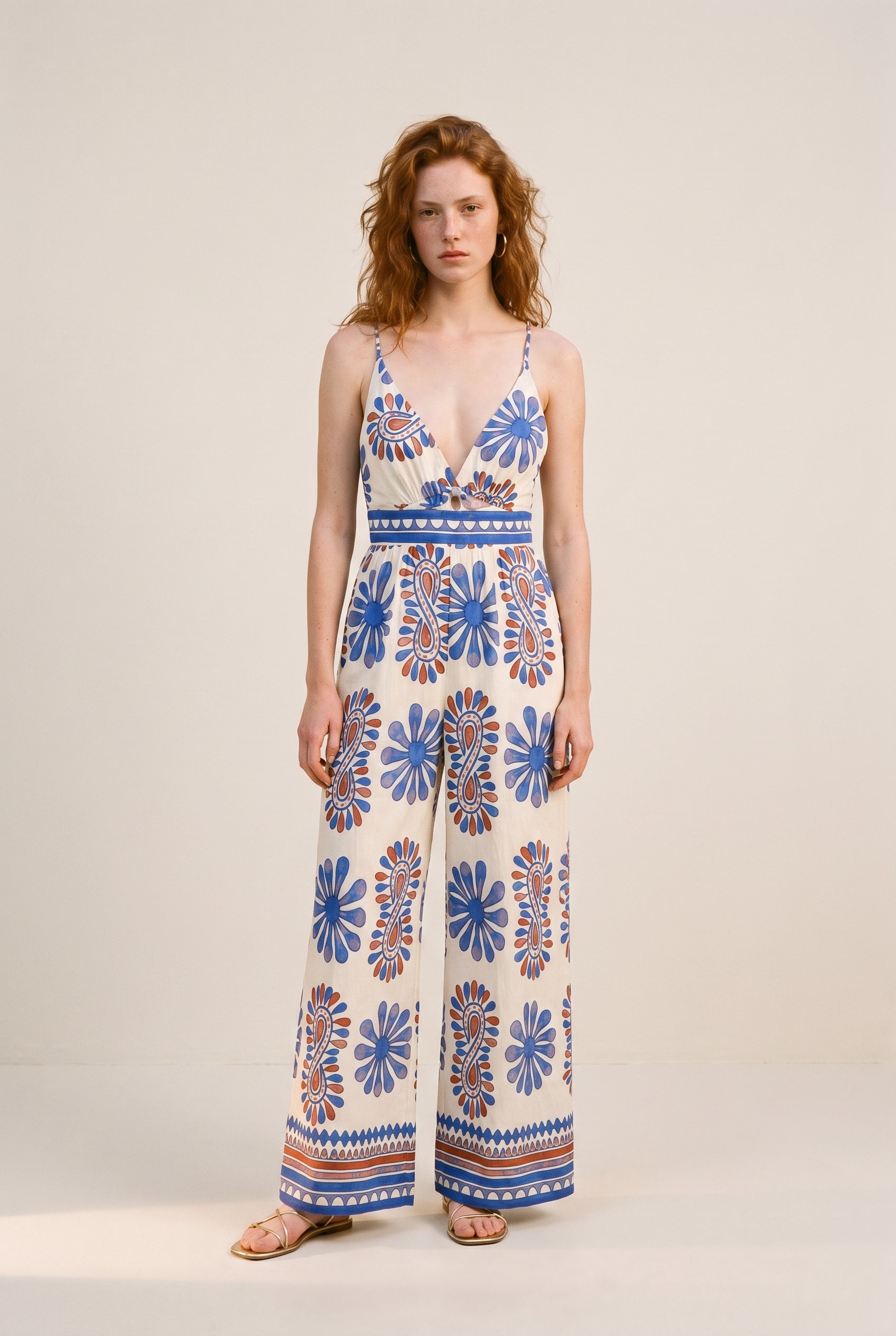 Sleeveless Tie Back Chest Elastic Back Waisted Jumpsuit