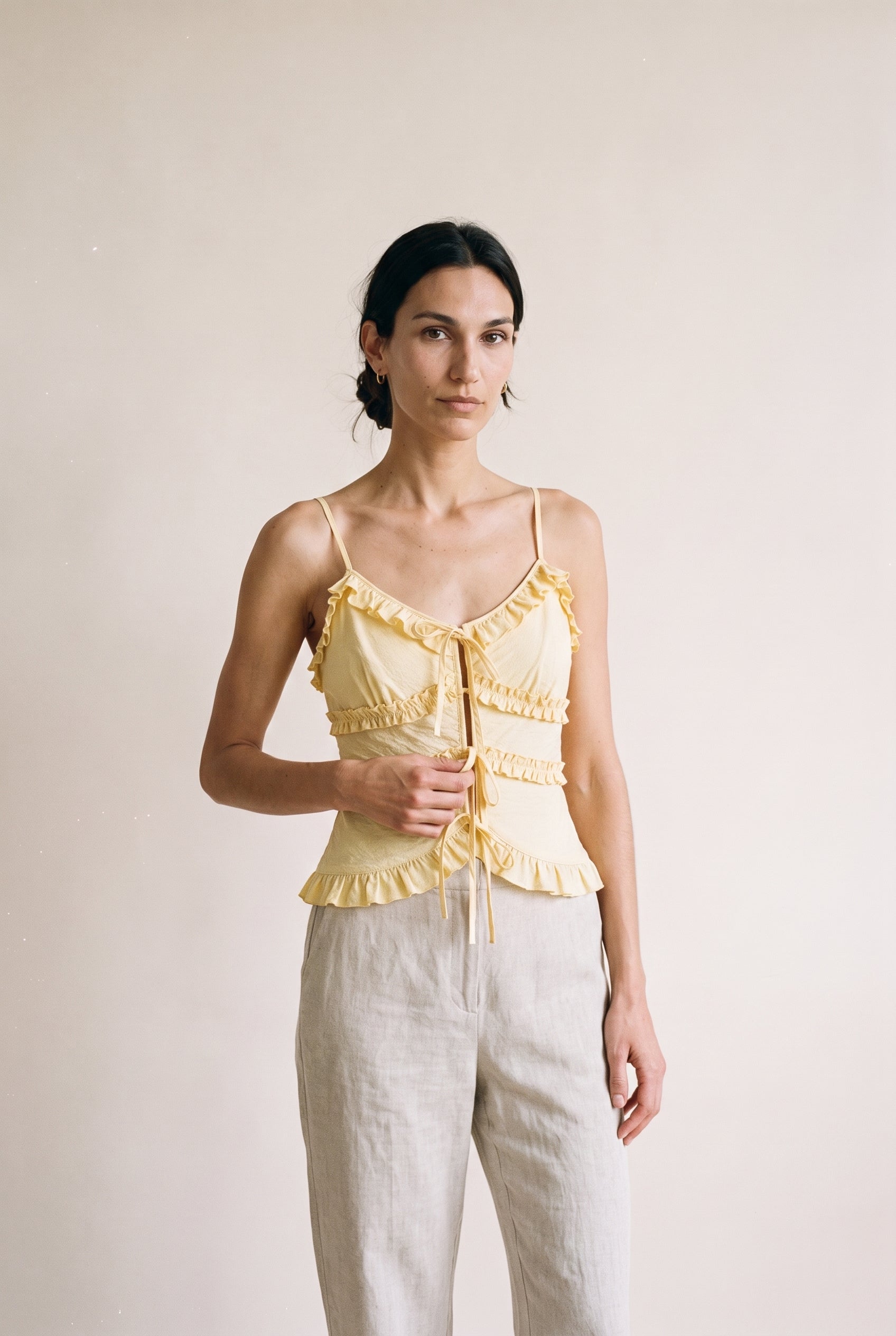 Ruffle Cami Top Butter
