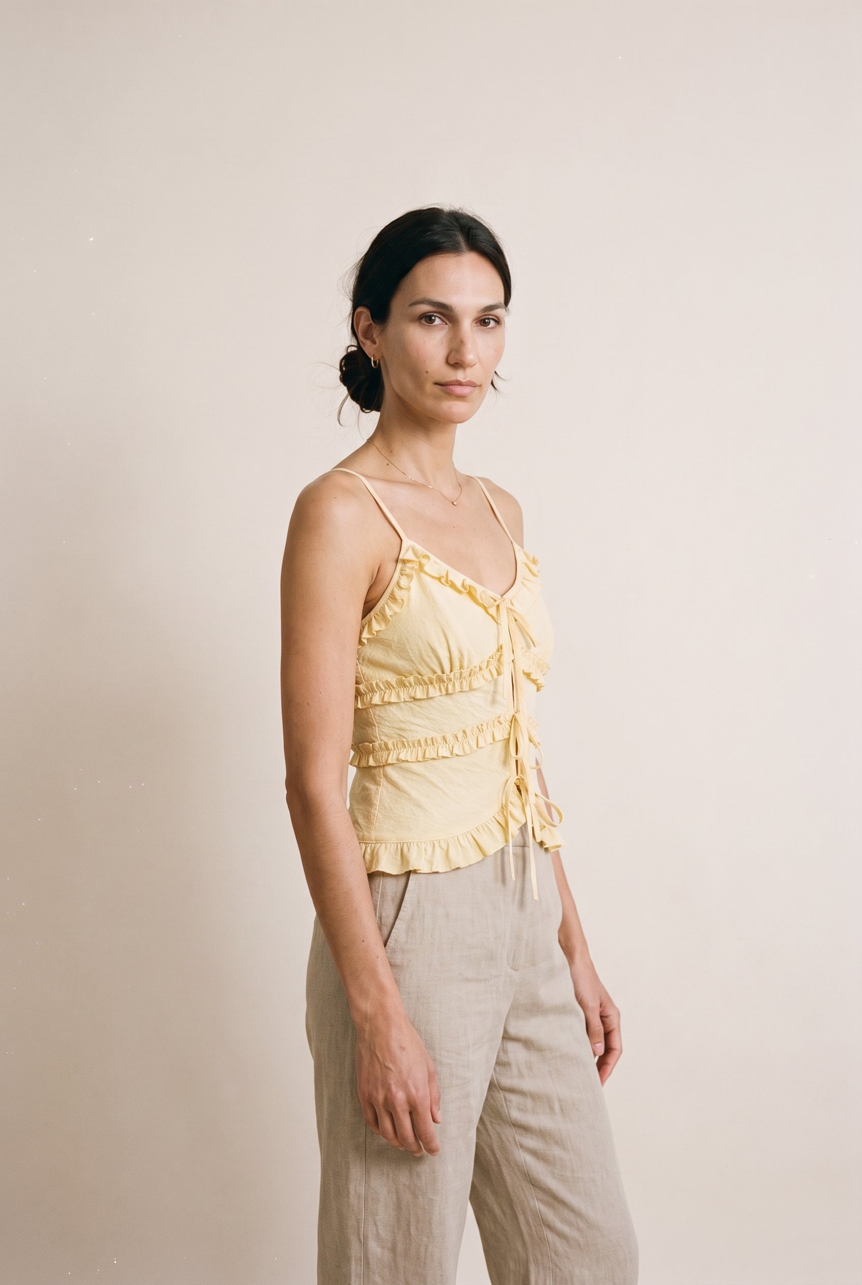 Ruffle Cami Top Butter