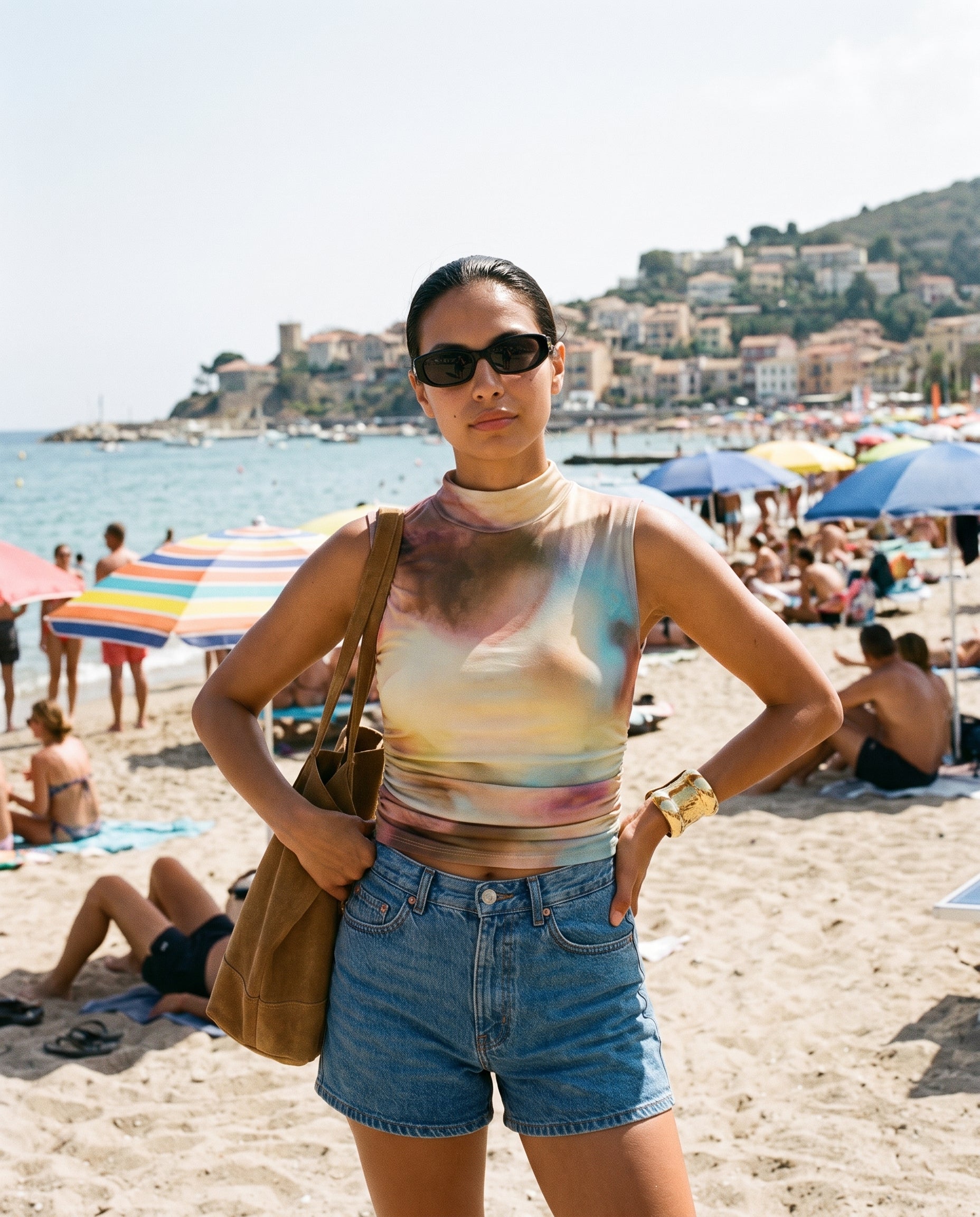 Drop Shoulder Mesh Top Multi