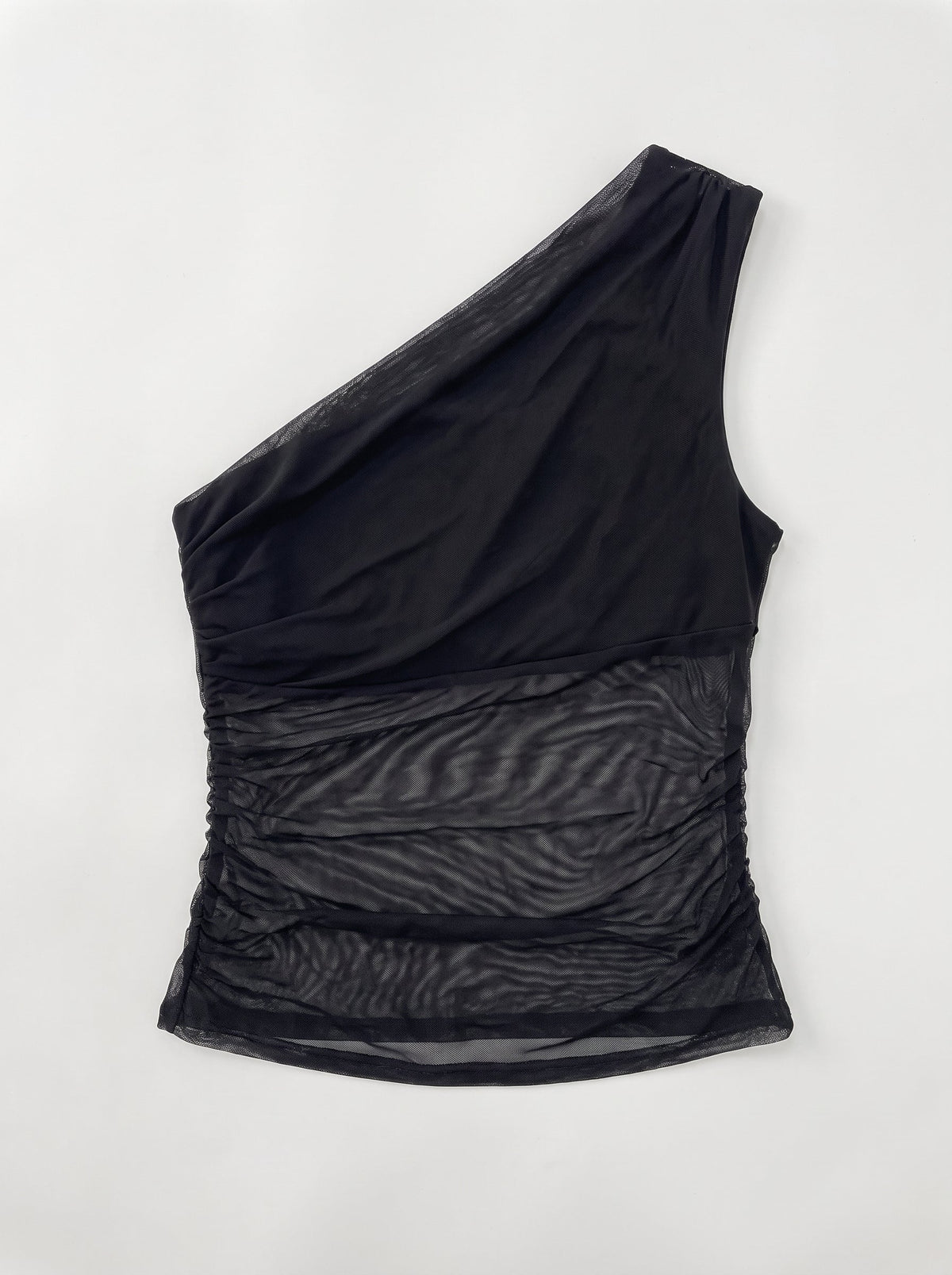 One Shoulder Mesh Tank Top Fore Collection