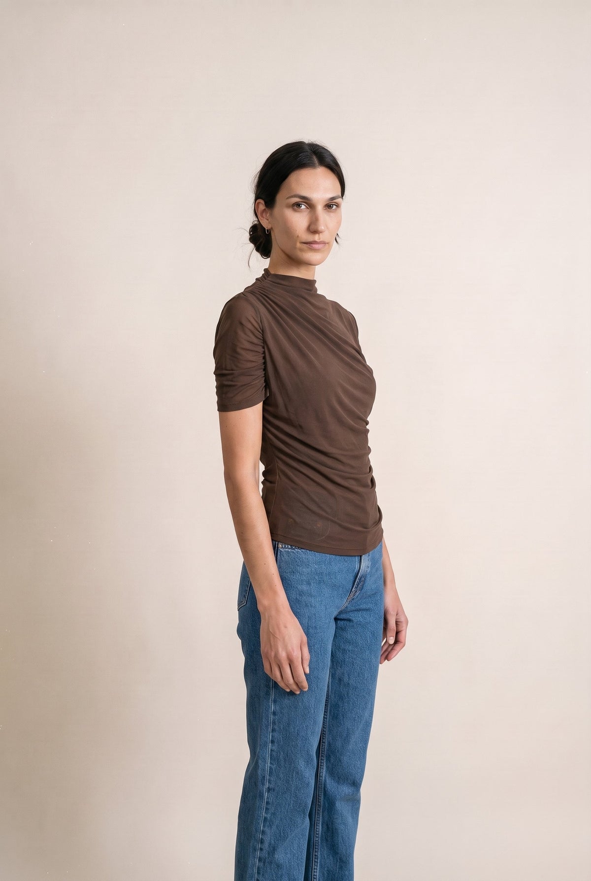 Asymmetric Cape Ruch Top Fore Collection