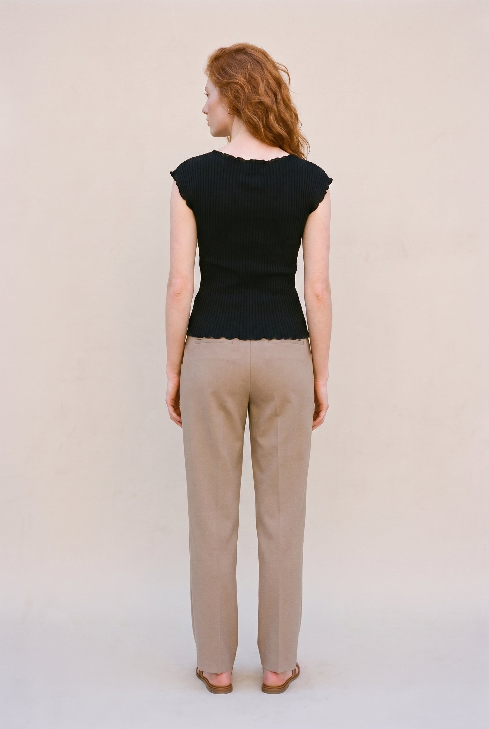 Crinkled Fabric Cap Sleeve Top With Shirring Detail Black