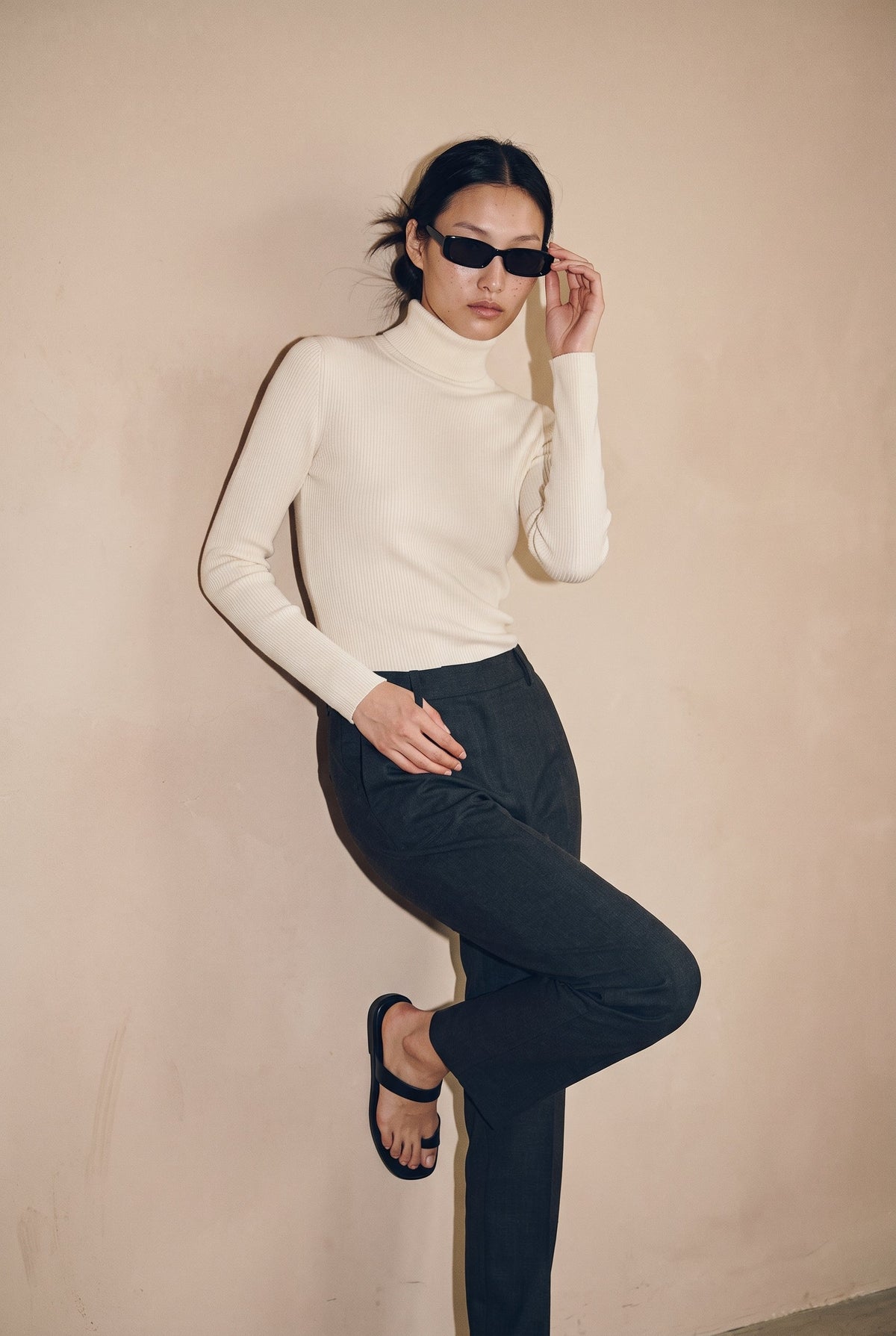 Wool Blend Essential Turtleneck Knit Top audrey