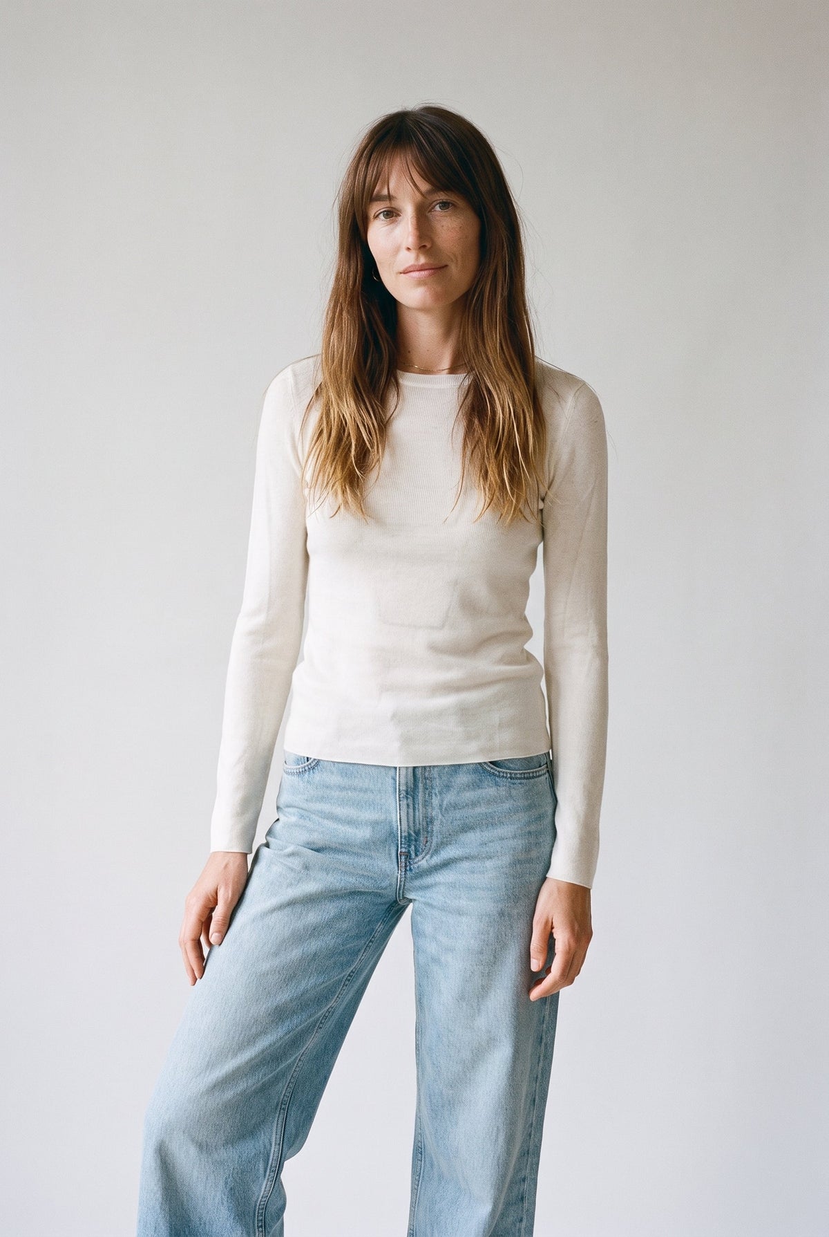 Wool Silk Blend Essential Crewneck Knit Top audrey