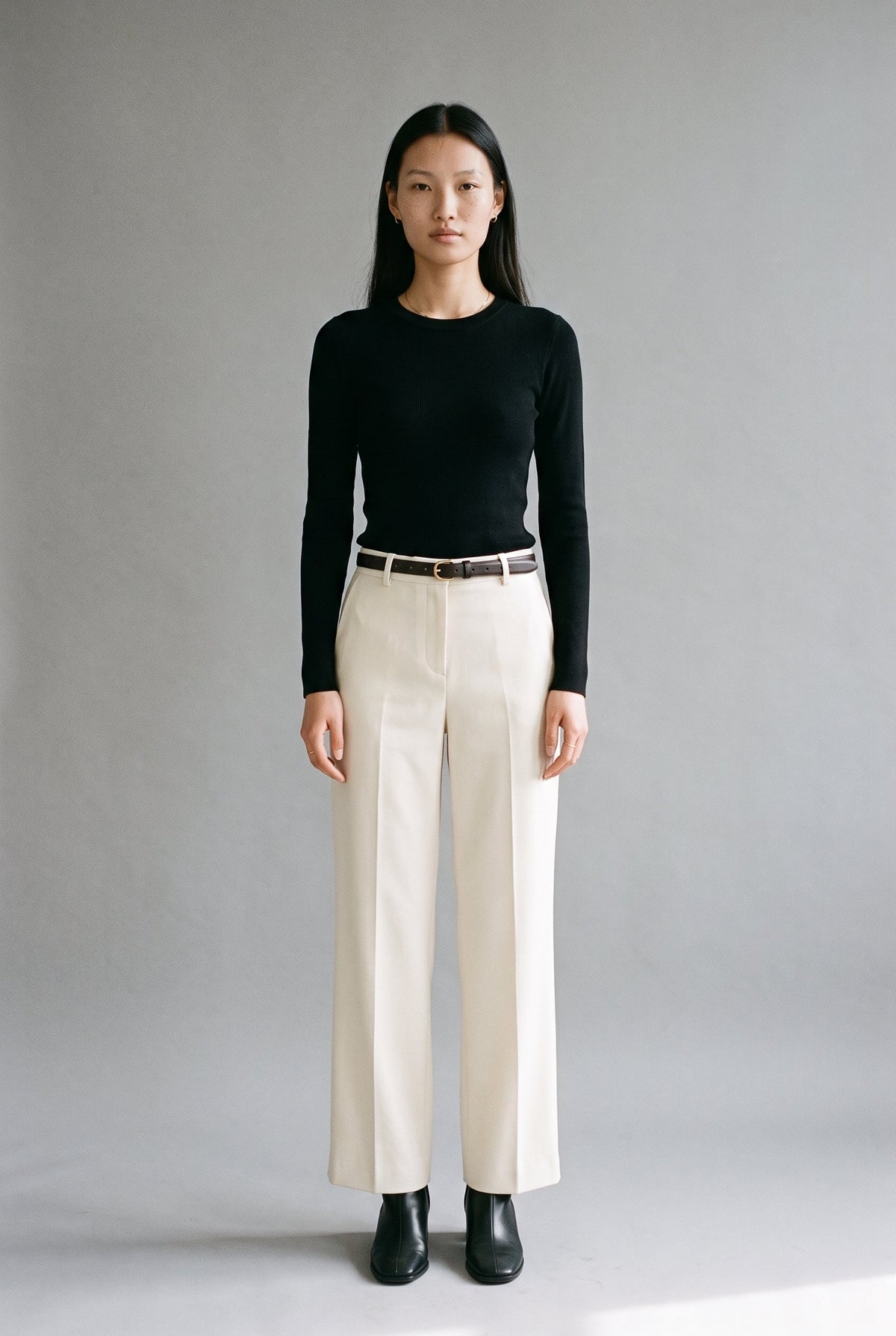 Wool Silk Blend Essential Crewneck Knit Top audrey