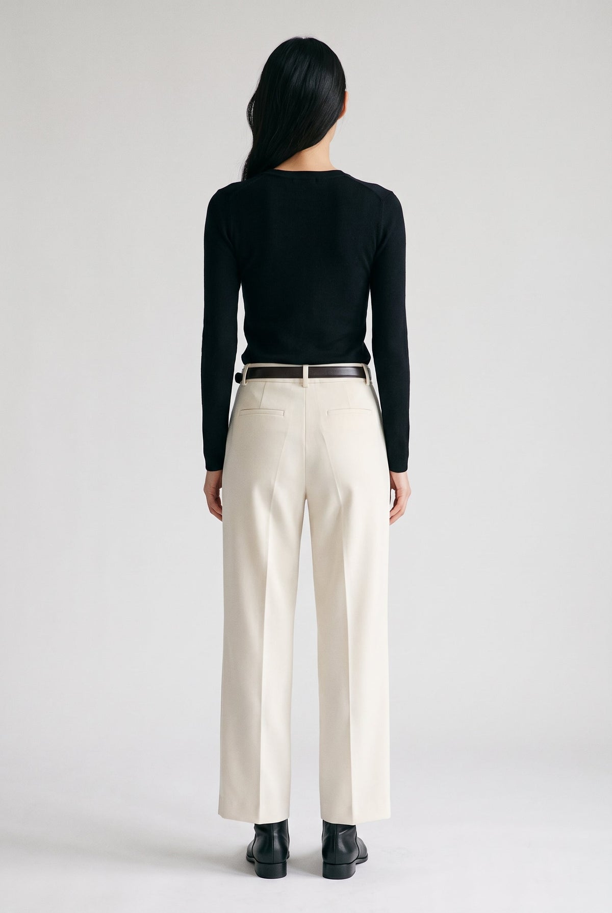 Wool Silk Blend Essential Crewneck Knit Top audrey