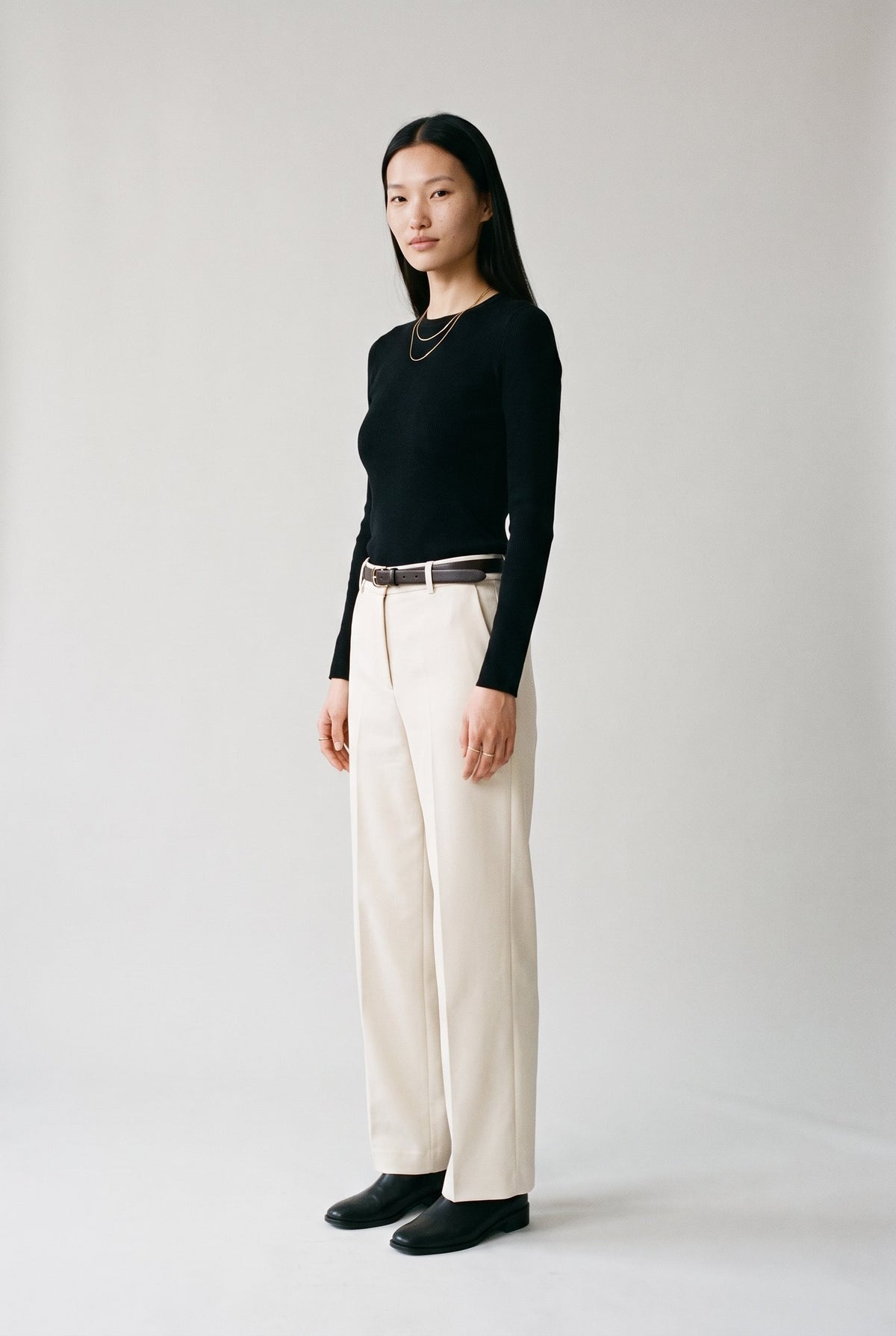 Wool Silk Blend Essential Crewneck Knit Top audrey