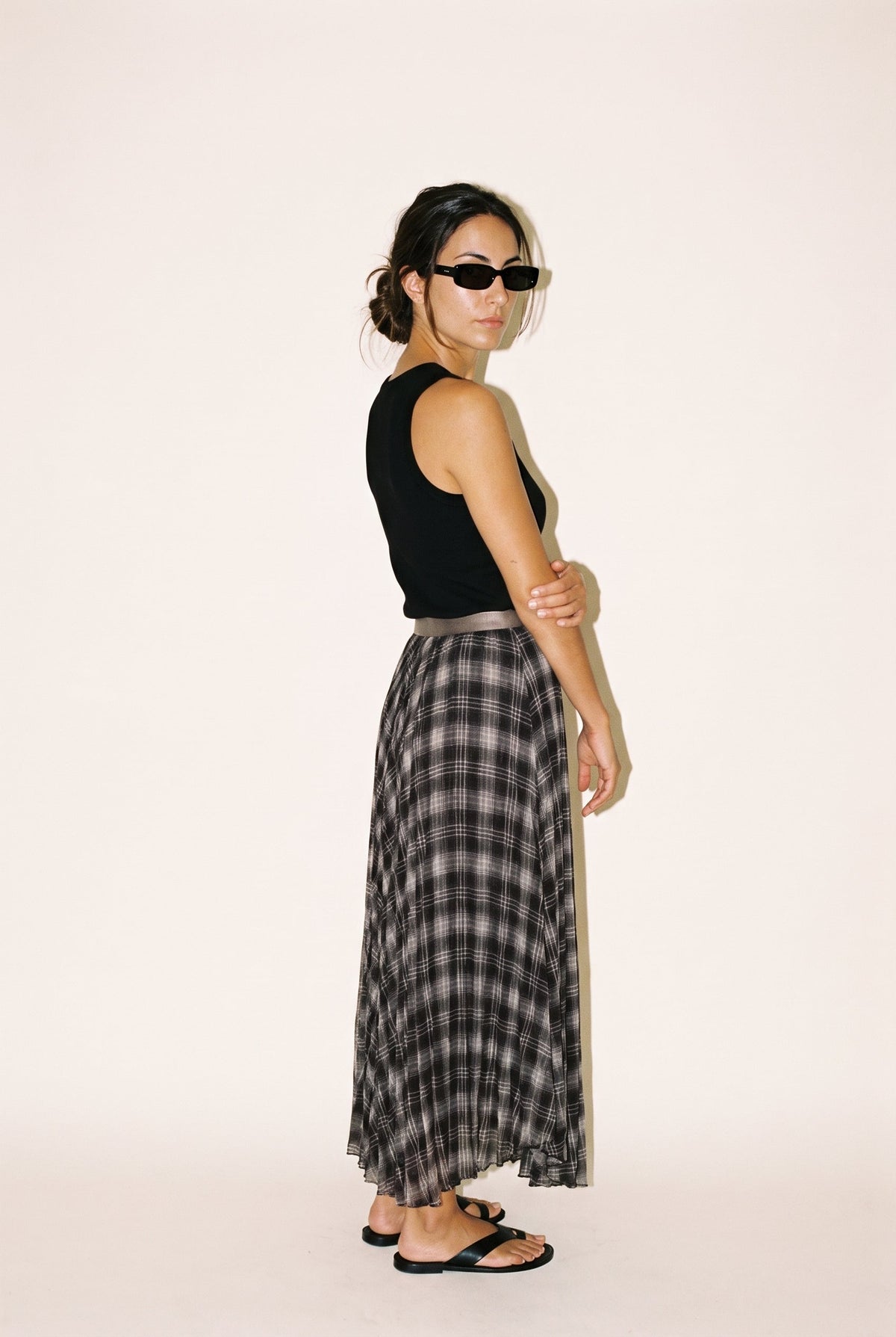 Talia Plaid Pleated Midi Skirt ALTAR