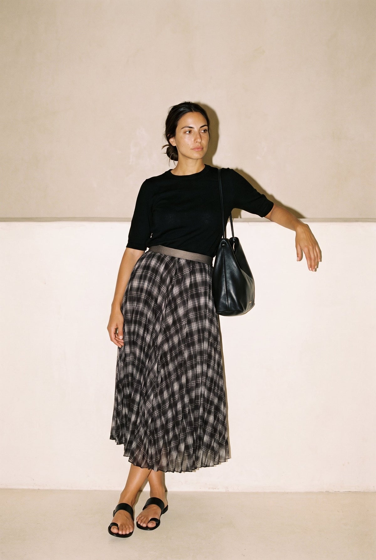 Talia Plaid Pleated Midi Skirt ALTAR