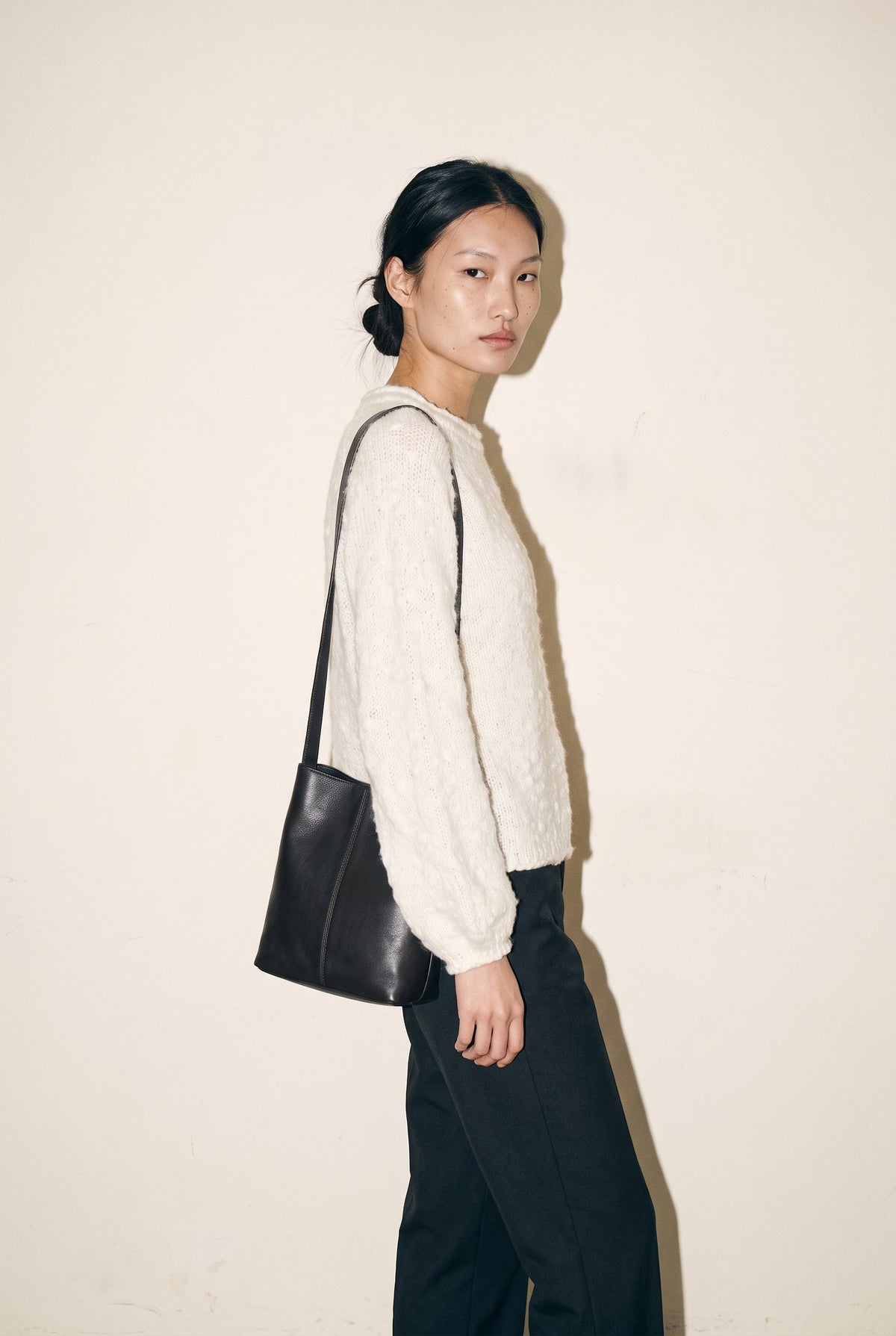 Wool Blend Rollneck Boucle Knit Sweater Slow High