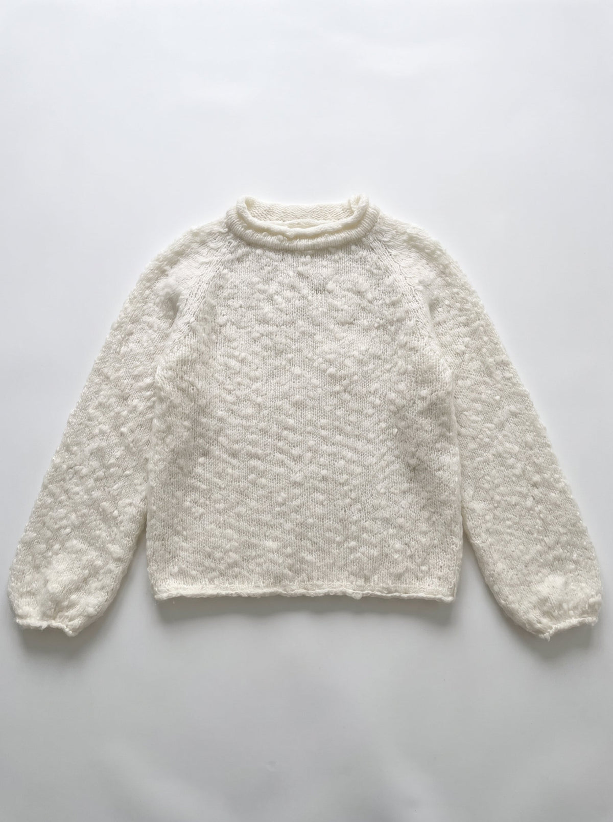 Wool Blend Rollneck Boucle Knit Sweater Slow High