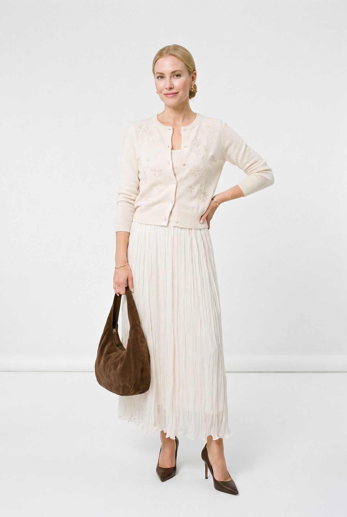Reese Statement Maxi Skirt Beige — 067862