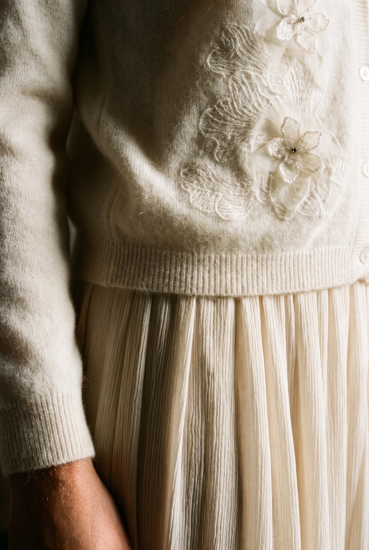 Delphine Soft Knit Cardigan Beige — 067866