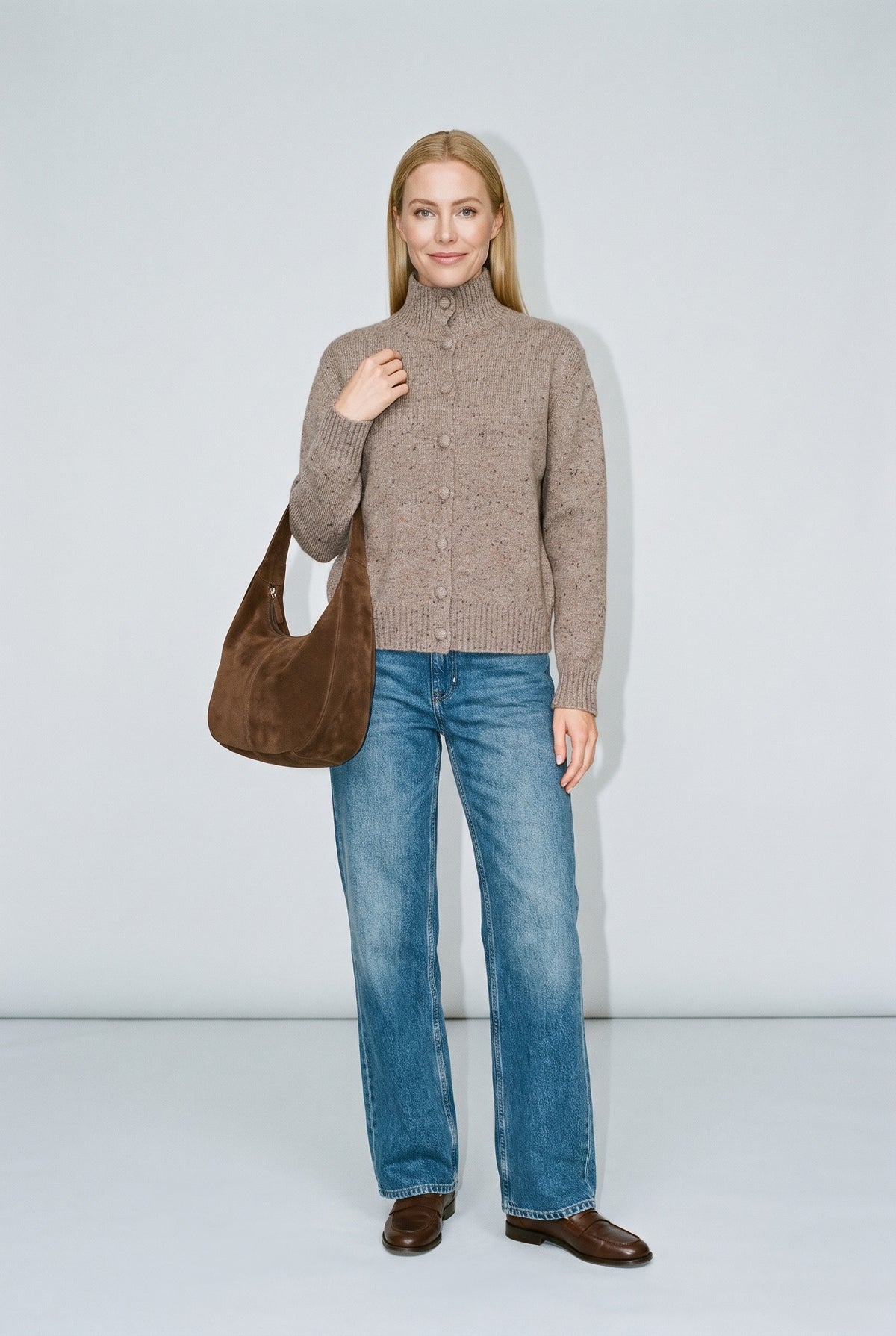 Rosalie Soft Knit Pullover Sweater Taupe — 067930