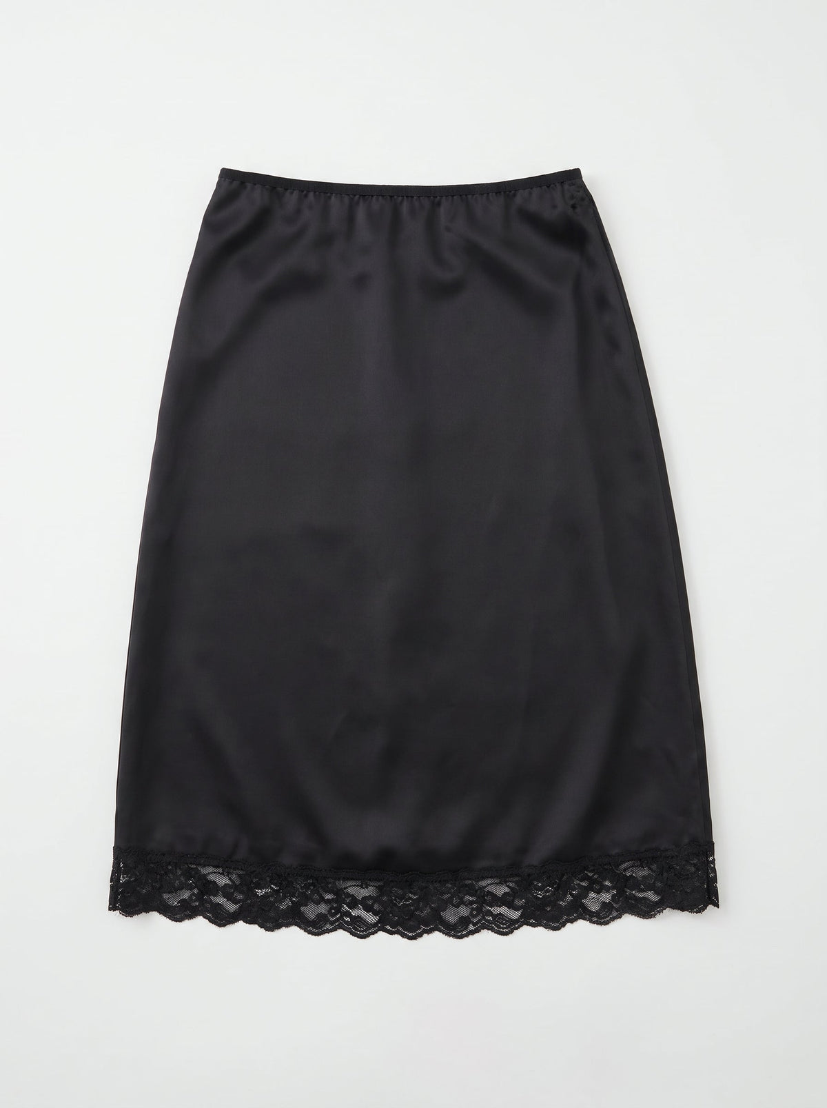 Satin Lace Trim Midi Skirt COCA