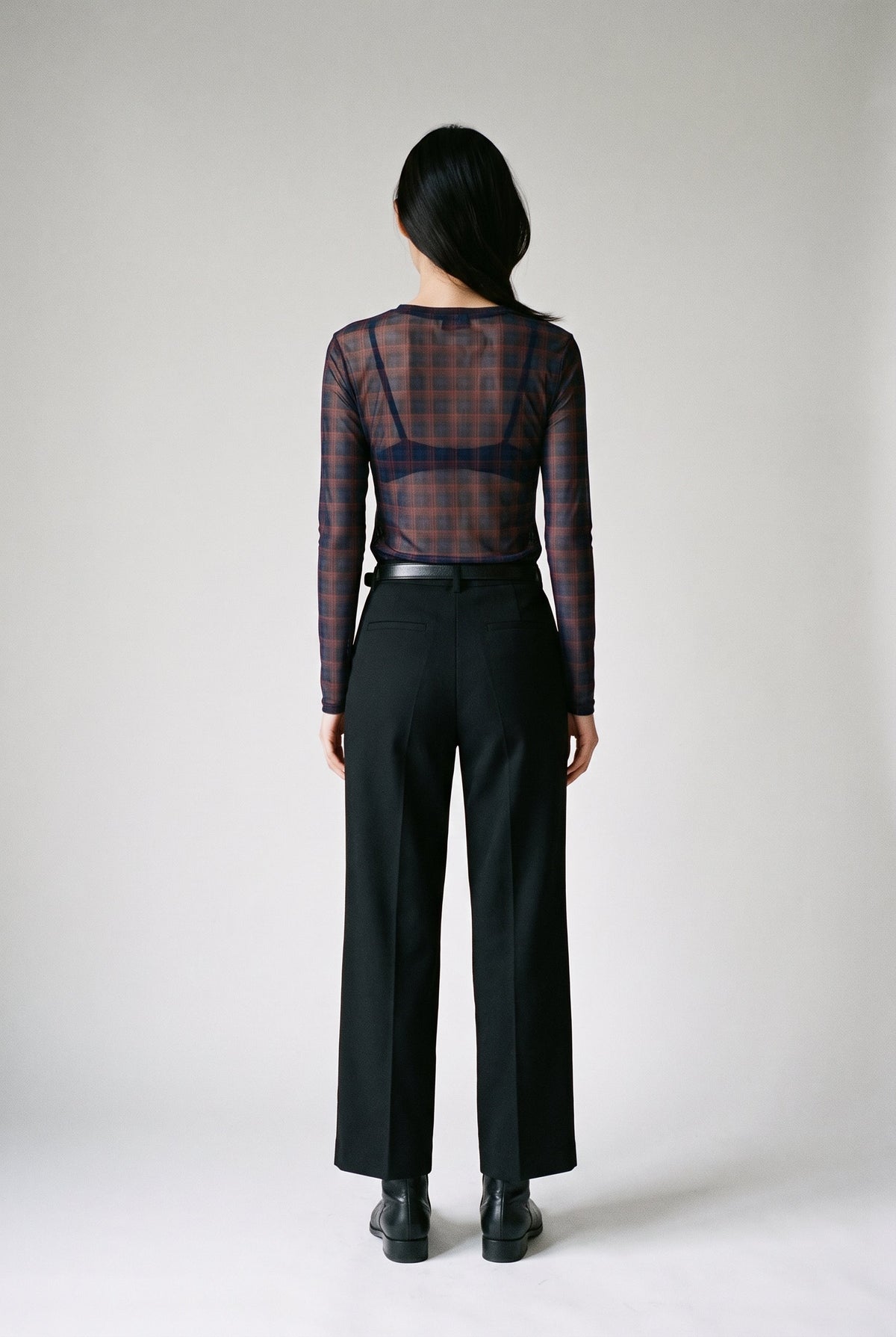Paloma Plaid Mesh Top COCA