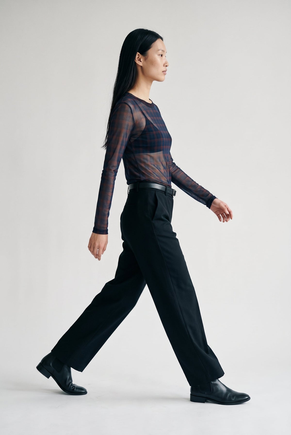 Paloma Plaid Mesh Top COCA