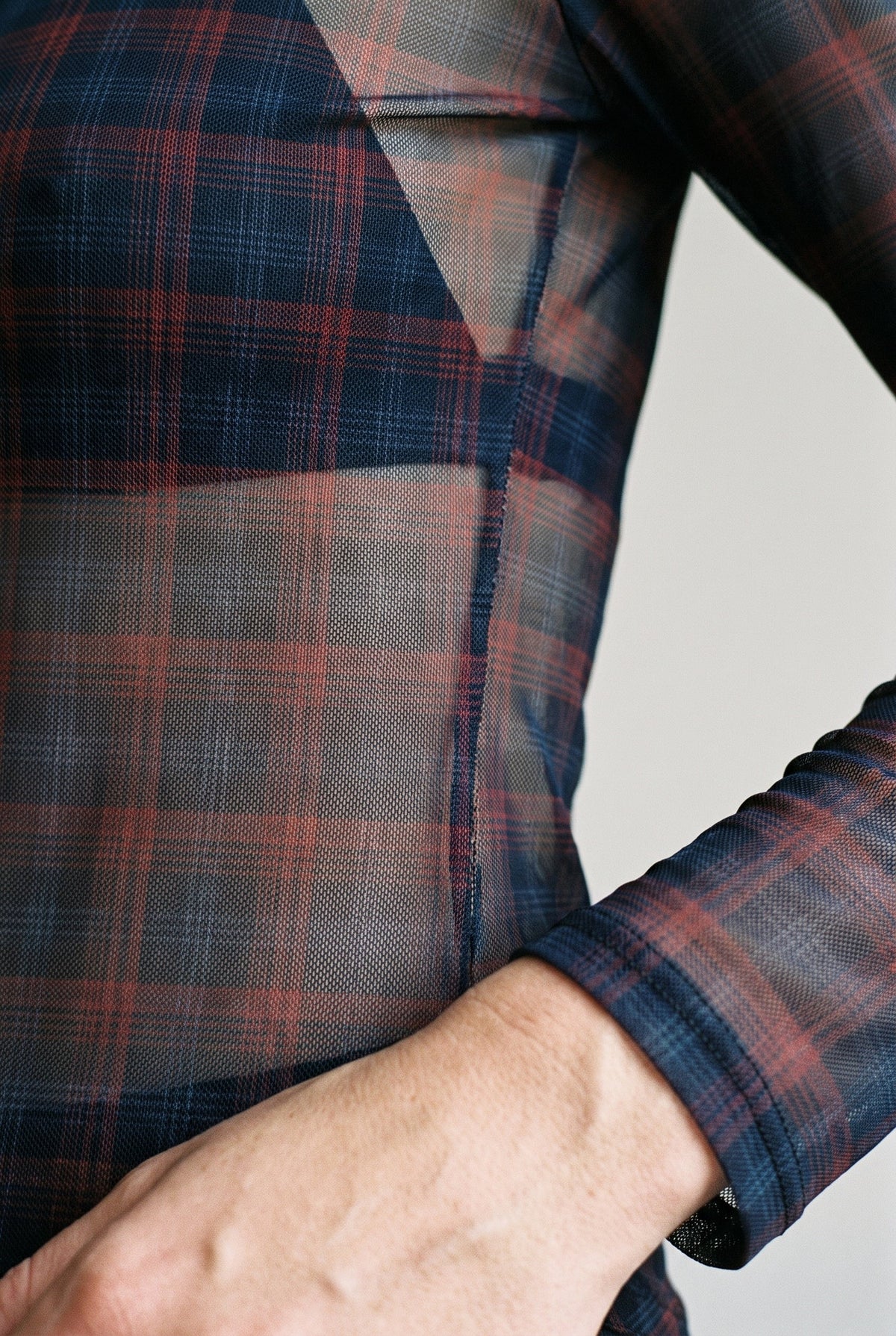 Paloma Plaid Mesh Top COCA
