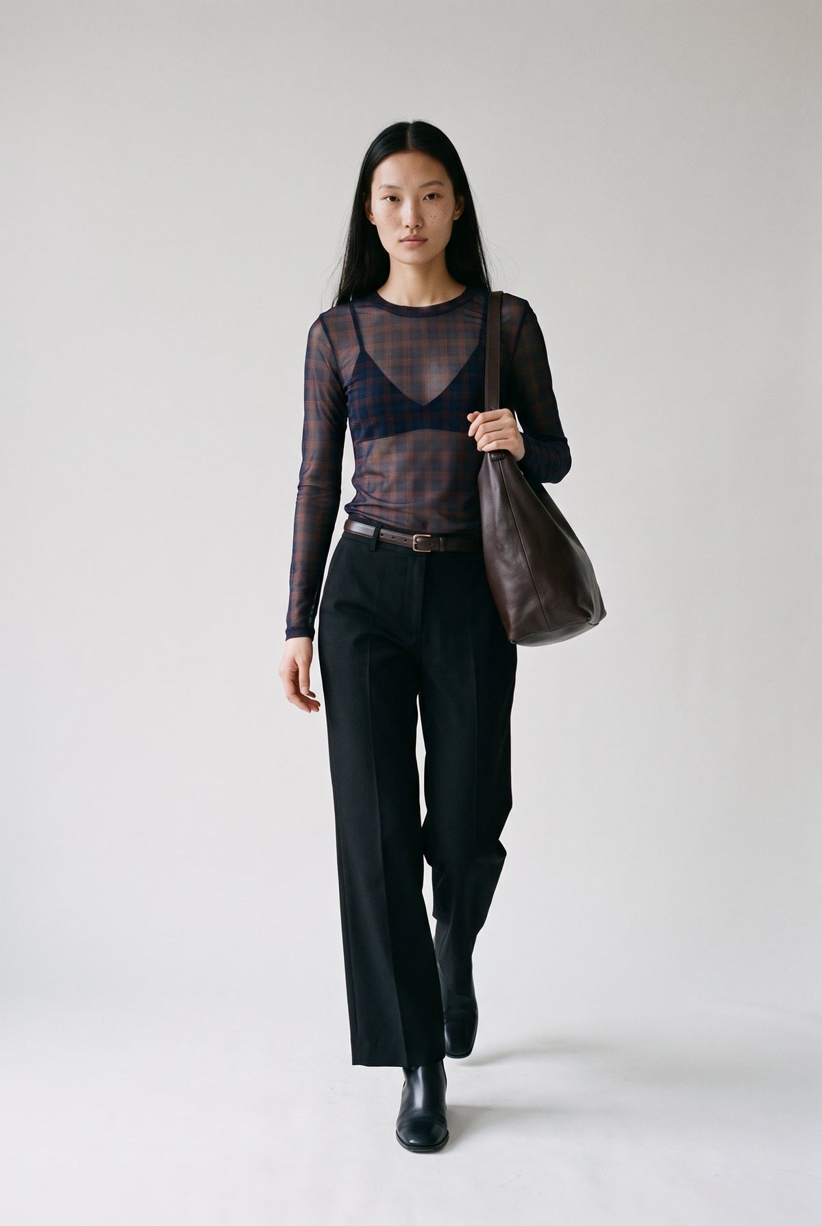 Paloma Plaid Mesh Top COCA