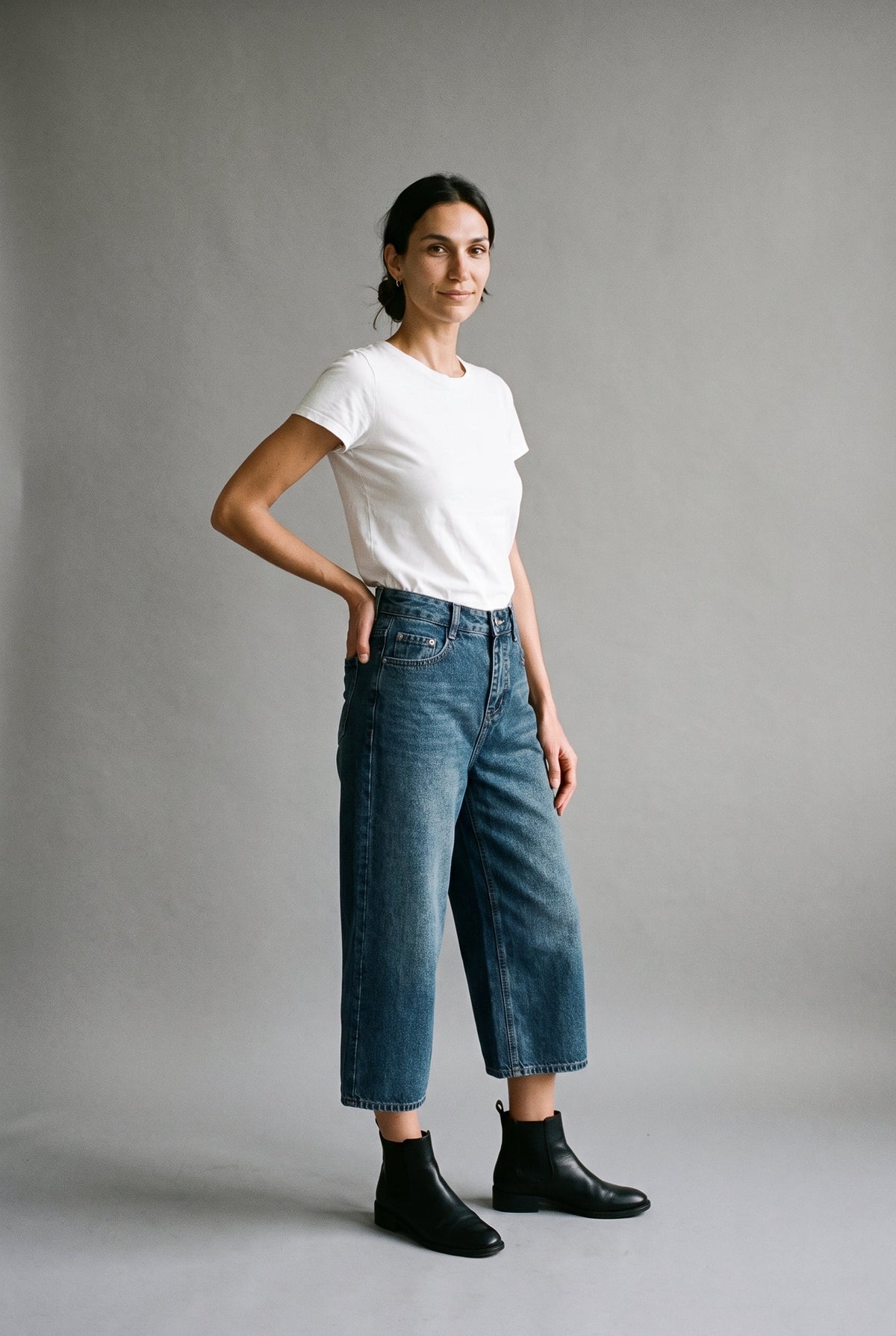 Ember  High-Rise Wide Leg Denim Culotte COCA