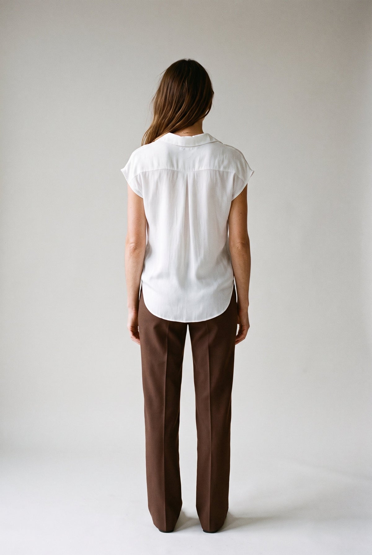 Clara Polished Short Sleeve Button-Up Blouse COCA