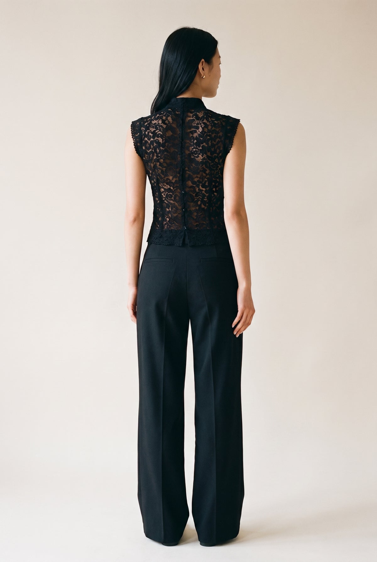 Mindy Lace Mandarin Collar Top