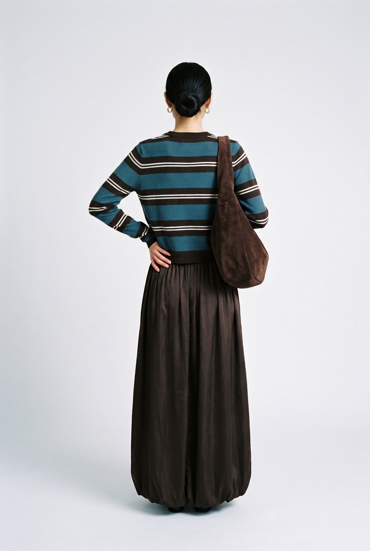 Addison Stripe Knit Top Brown Teal — 069010