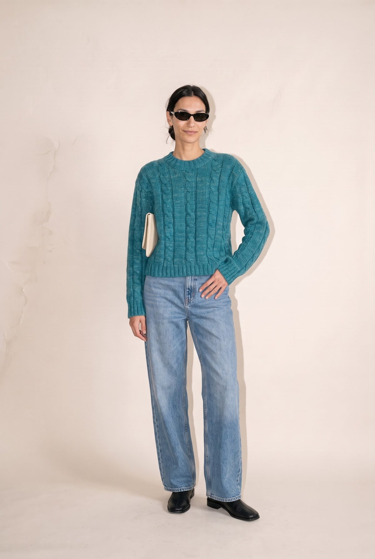 The Danica Sweater in green multi — front