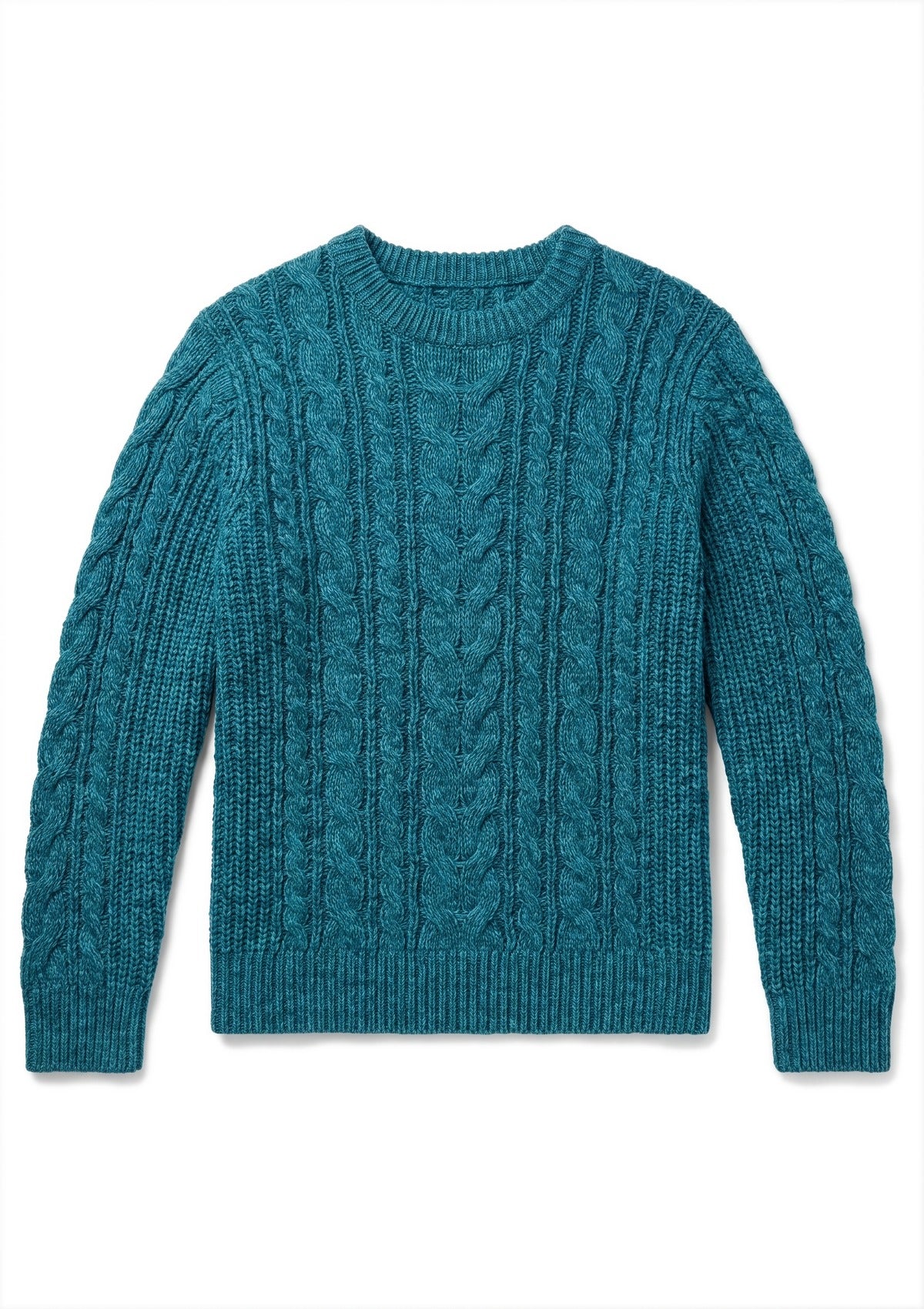 The Danica Sweater in green multi — flat lay on white