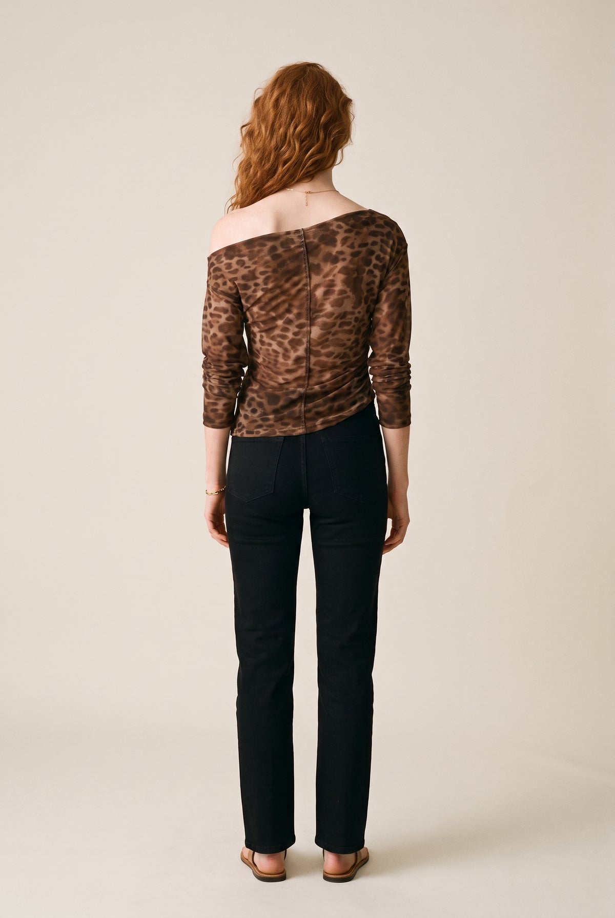 Long Sleeve Asymmetric Cowl Neck Blouse