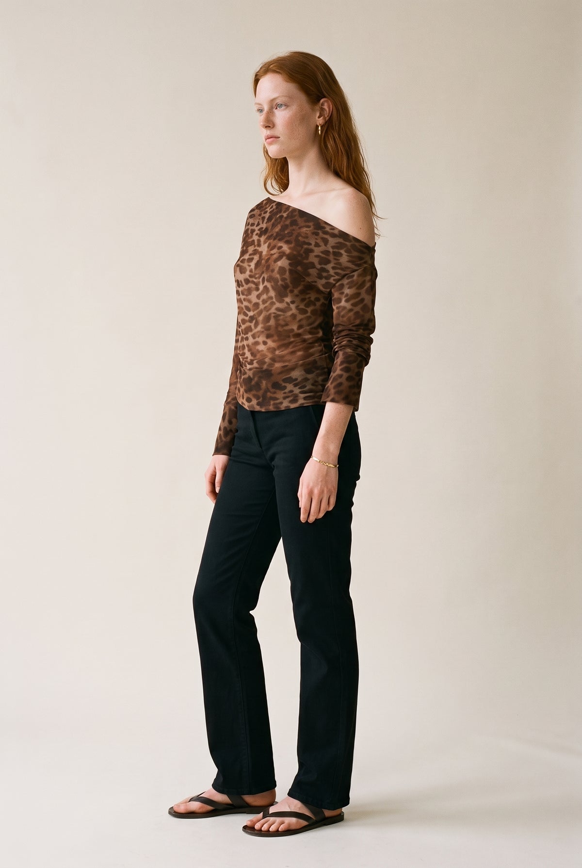 Long Sleeve Asymmetric Cowl Neck Blouse