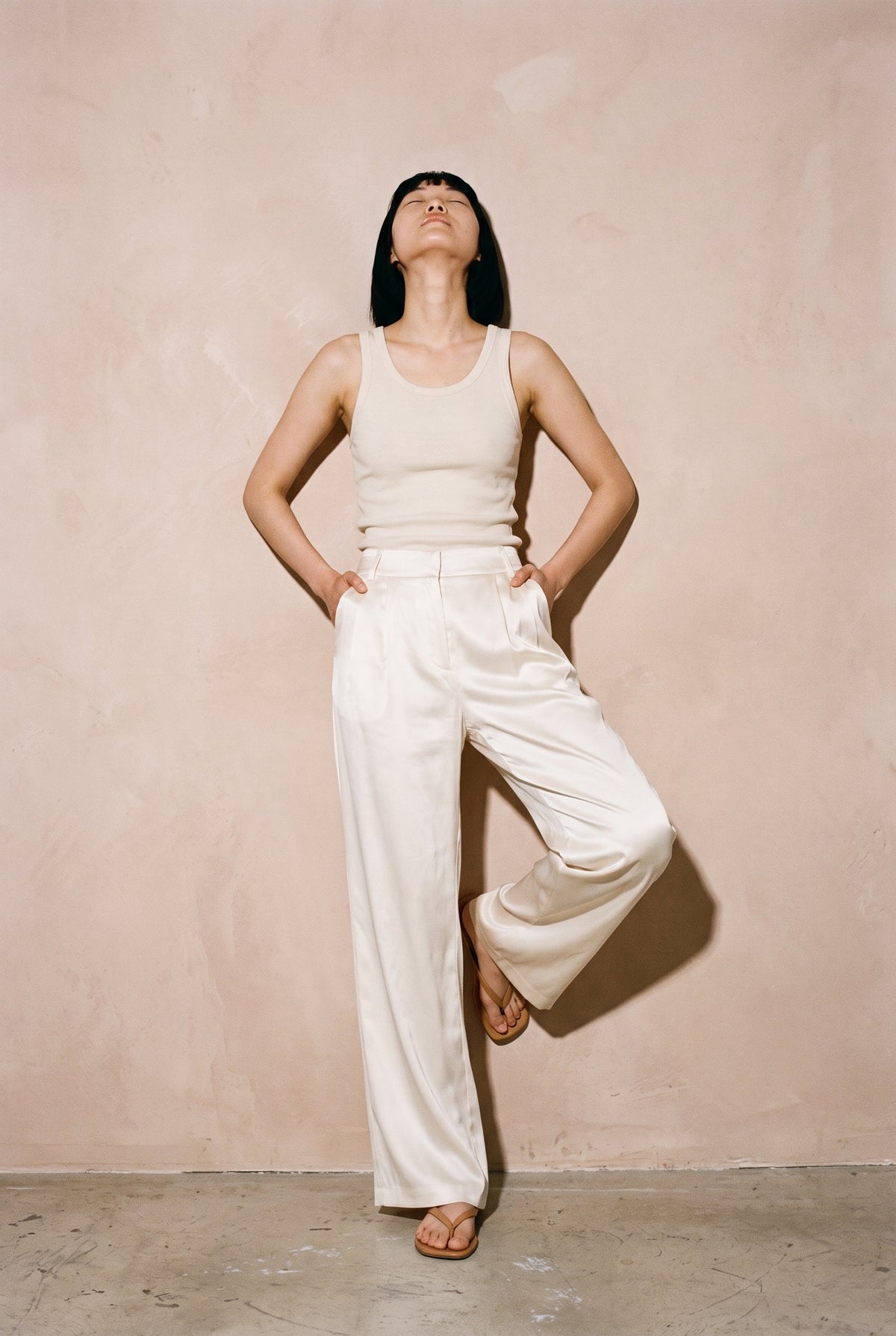 Luxe Satin Pants Blue Blush