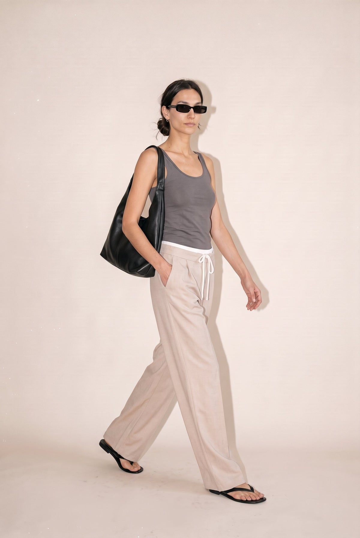 Chic Tailored Trousers with Contrast Waistband Hyfve, Inc.