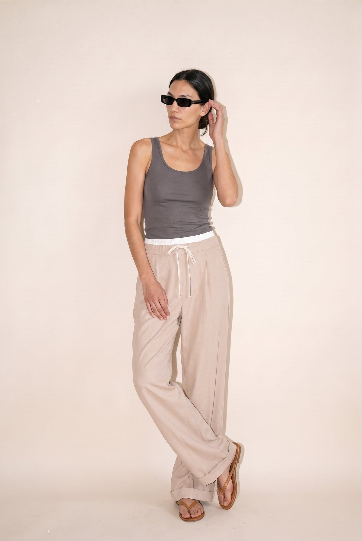 Chic Tailored Trousers with Contrast Waistband Hyfve, Inc.