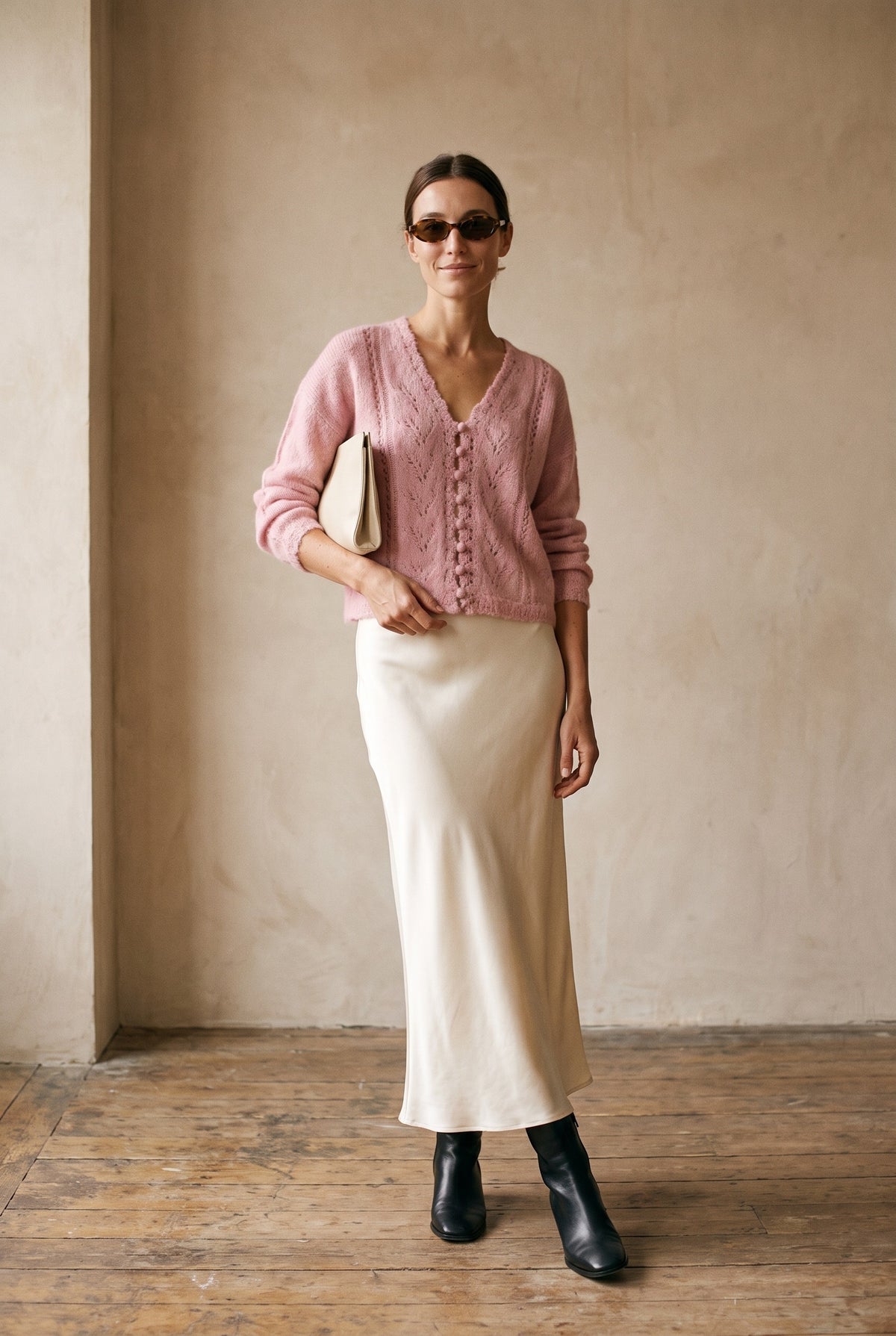 Mimi Cardigan in mauve — front