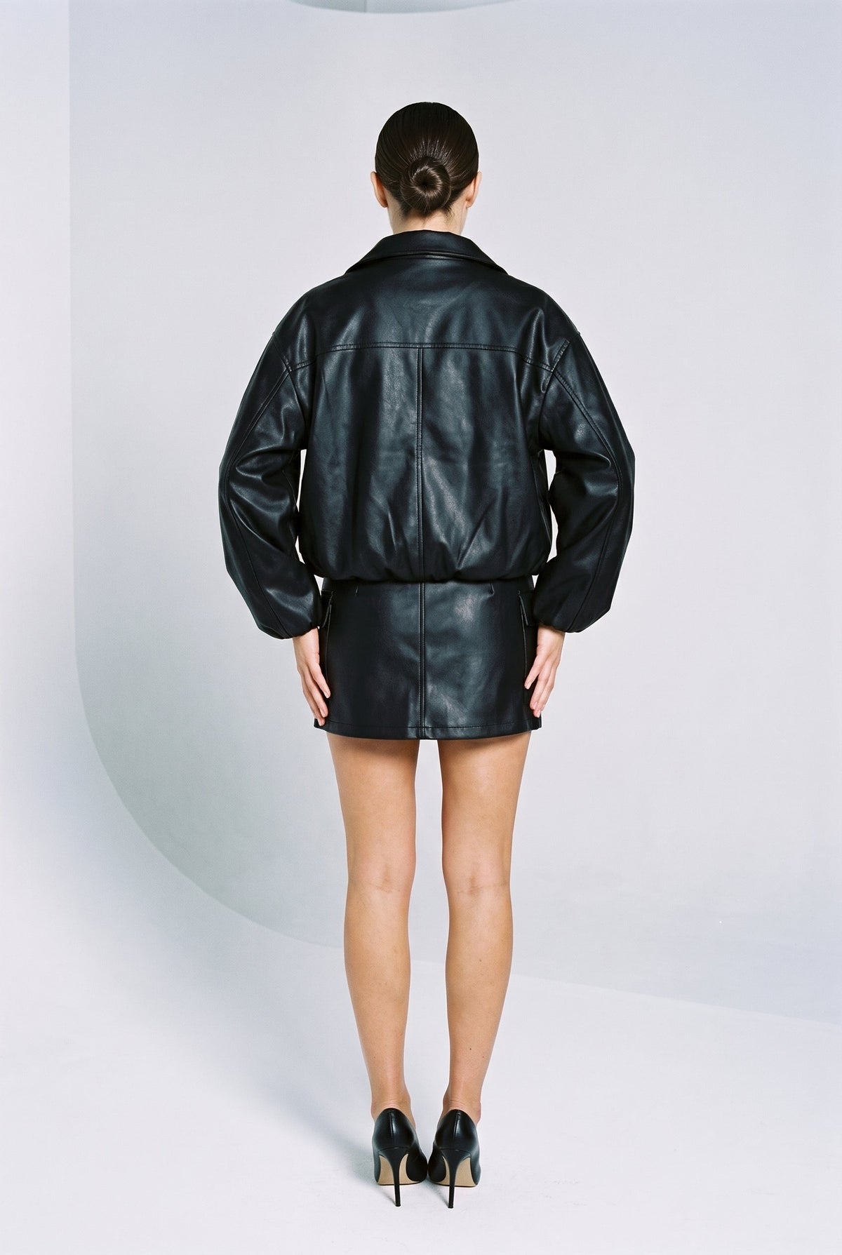 Faux Leather Ballon Jacket Miou Muse
