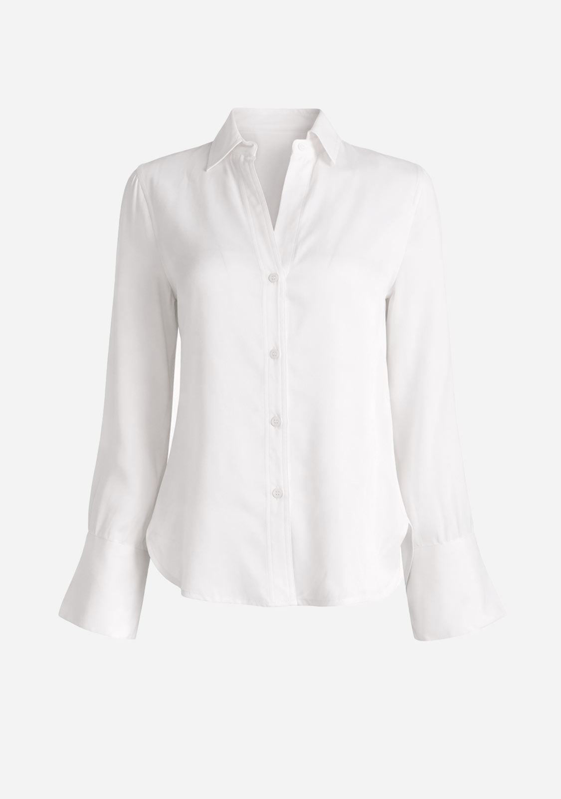 Relaxed Satin Button Blouse White
