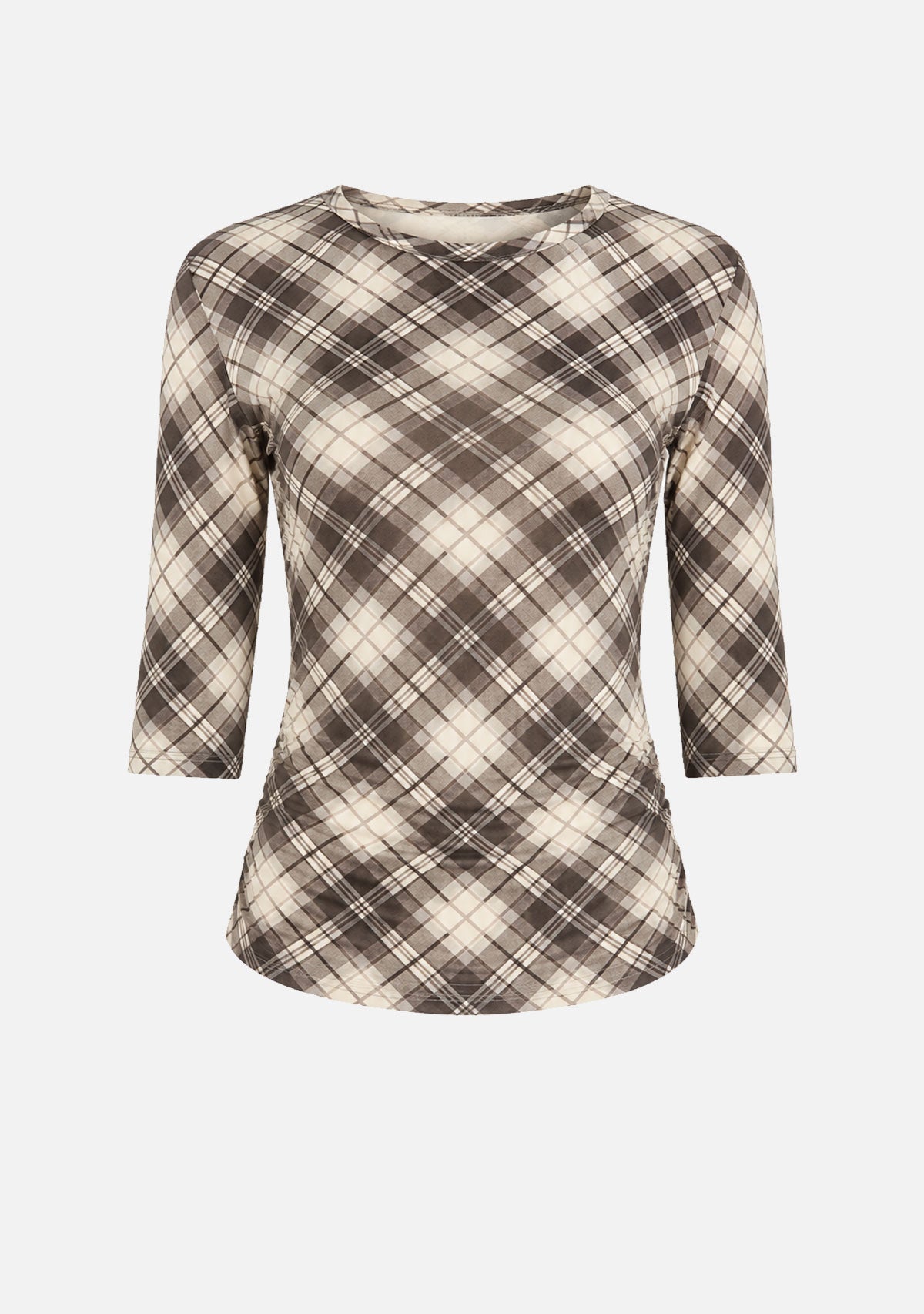 Plaid Mesh Fitted Top