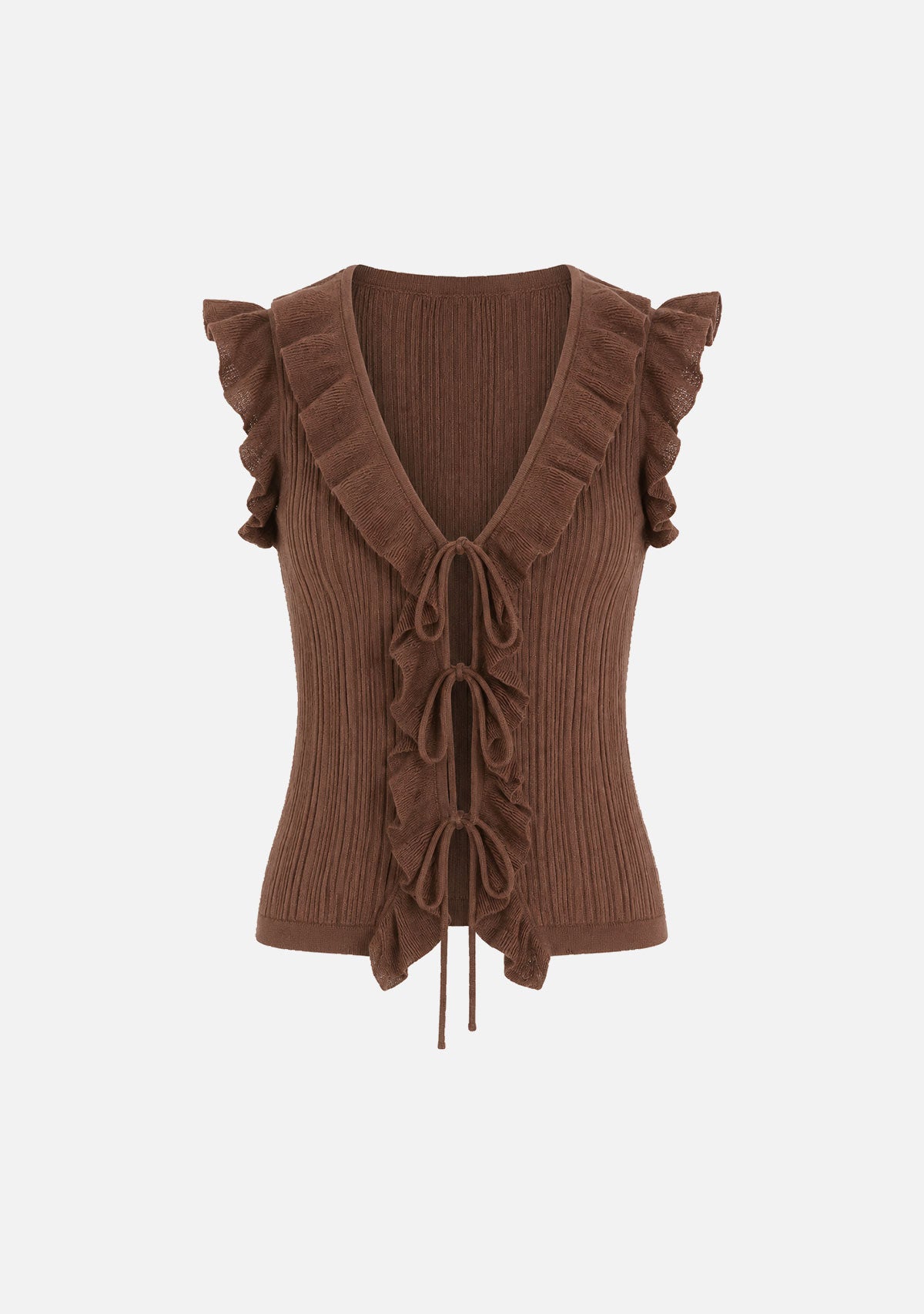 Ruffle Trim Tie Front Vest