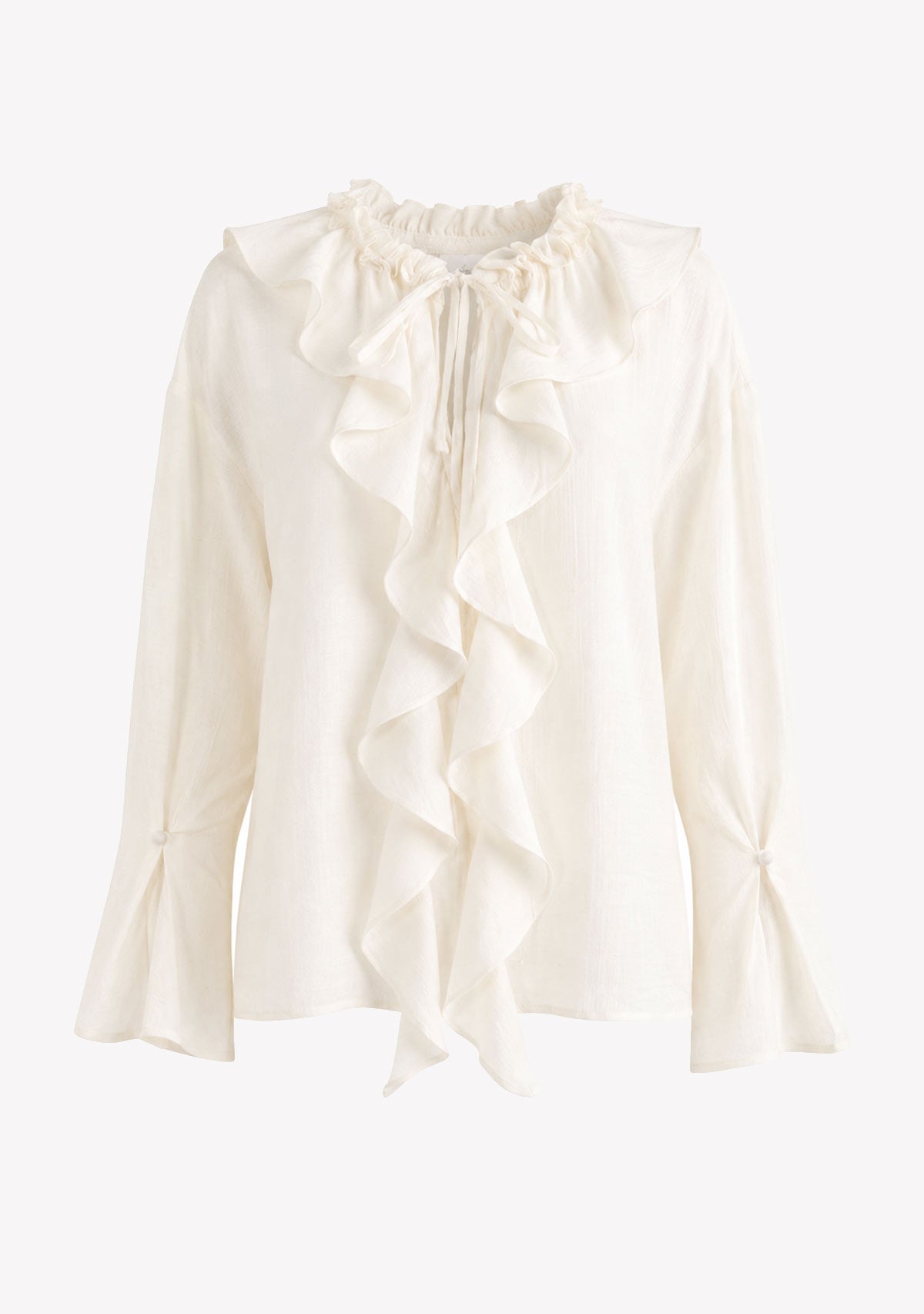 Ruffle Tie-Front Blouse Ivory