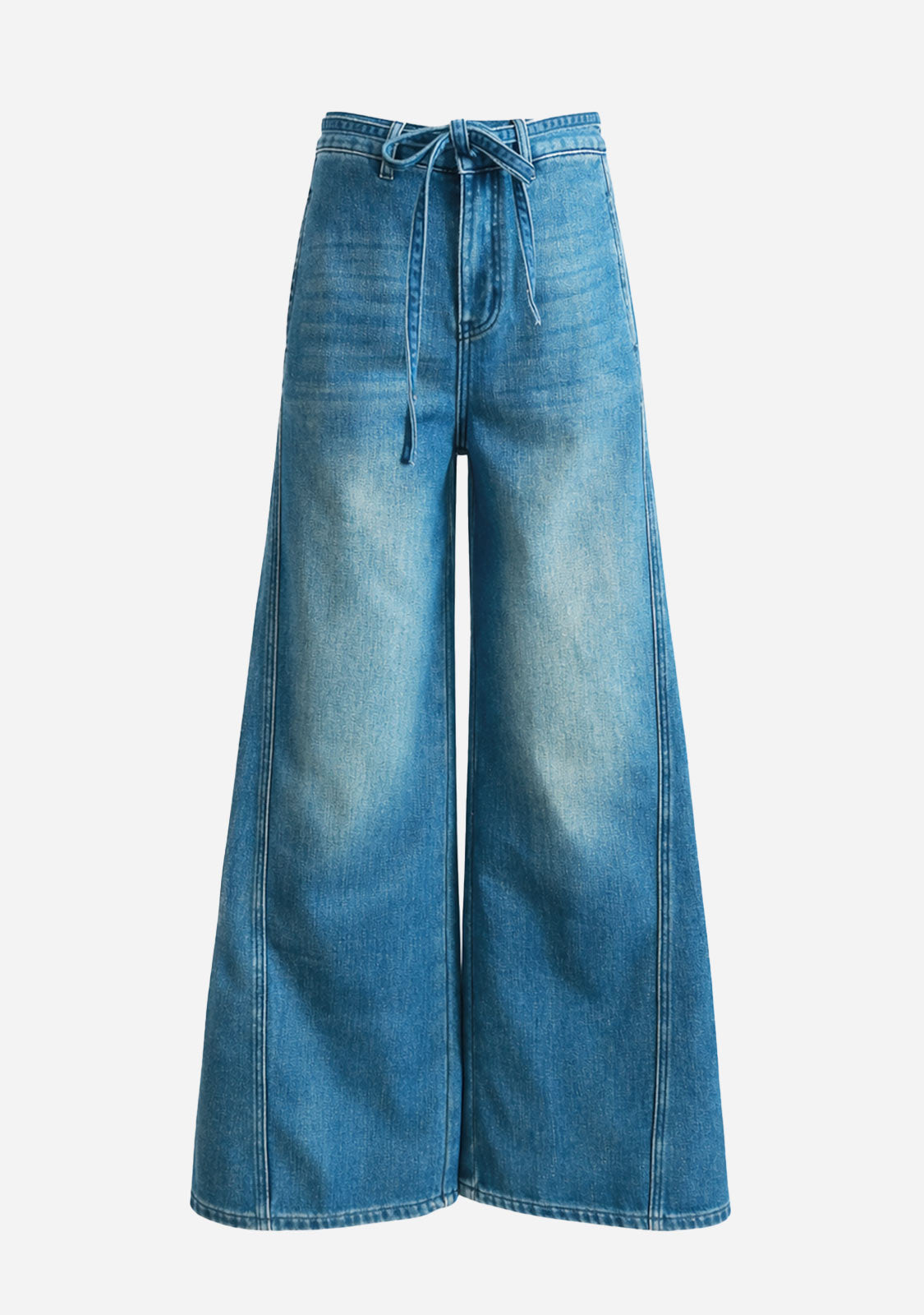 Wide-Leg Seam Detail Denim Denim Blue