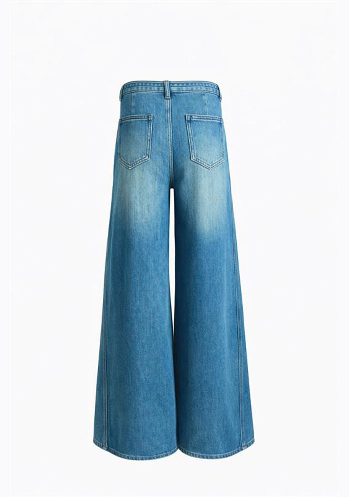 Wide-Leg Seam Detail Denim Denim Blue