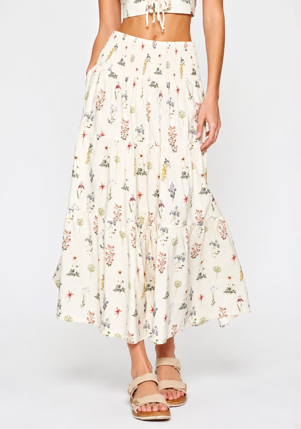 Tiered Maxi Skirt Ivory/Multi