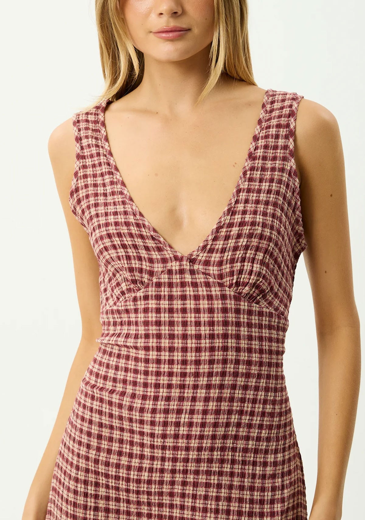 Seersucker Maxi Dress Burgundy