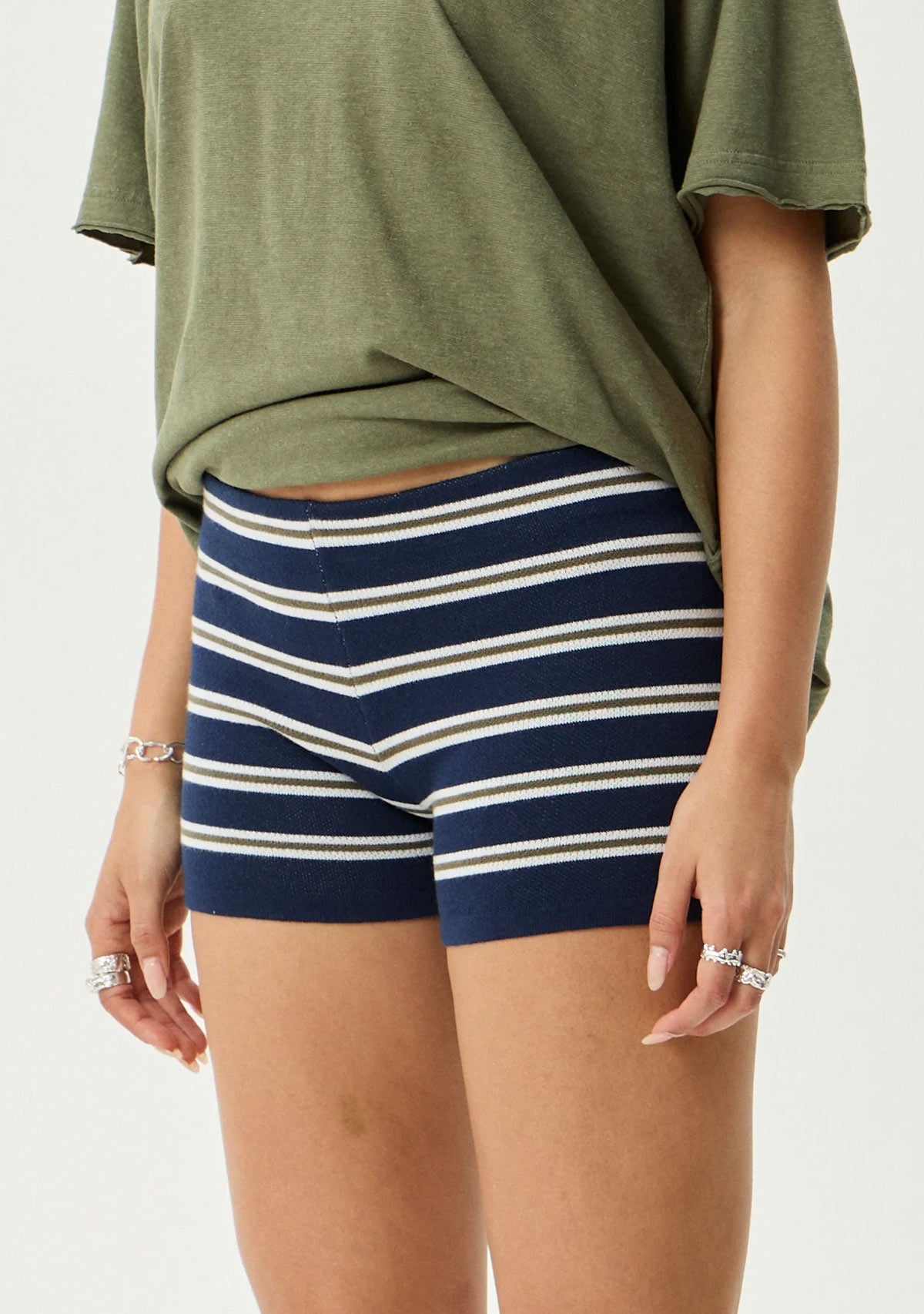 Delta Recycled Knit Short Navy Stripe