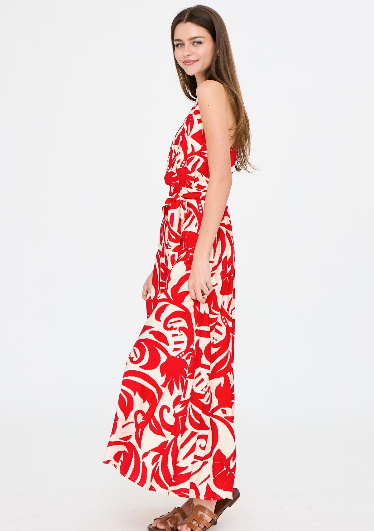 Cross Back Band Midi Dts Ivory/Red