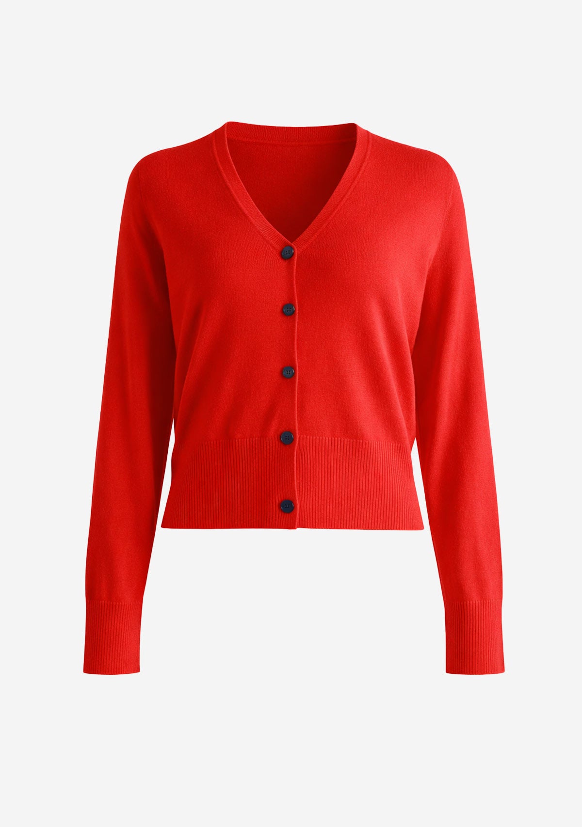 Bold Red Knit Cardigan Red