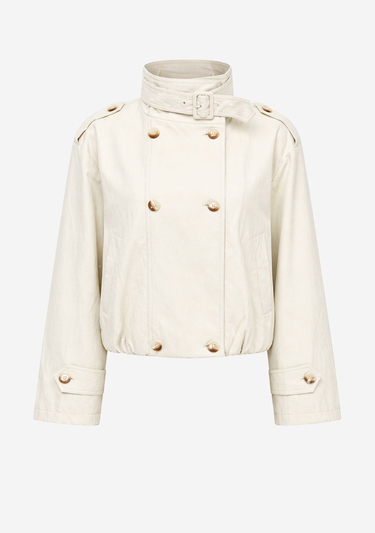 Double-Breasted Trench Jacket Grey Beige