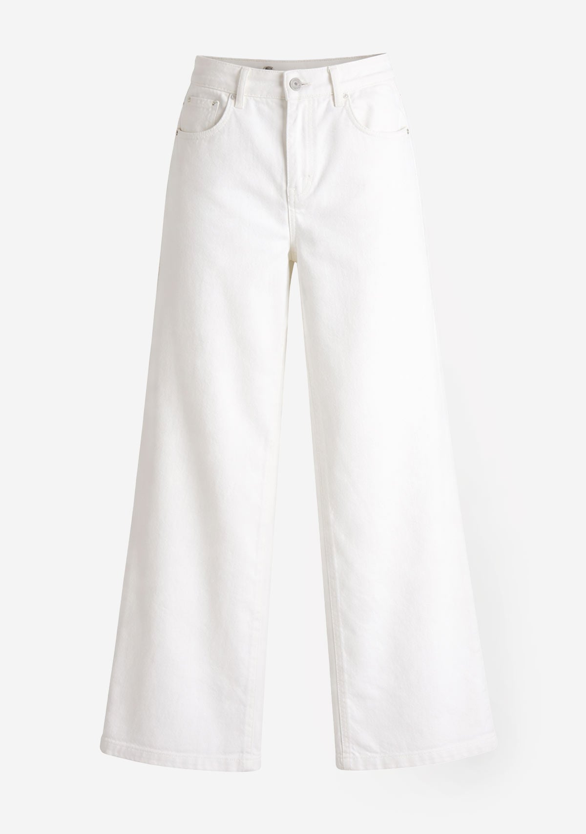 Wide Leg Denim Pants White
